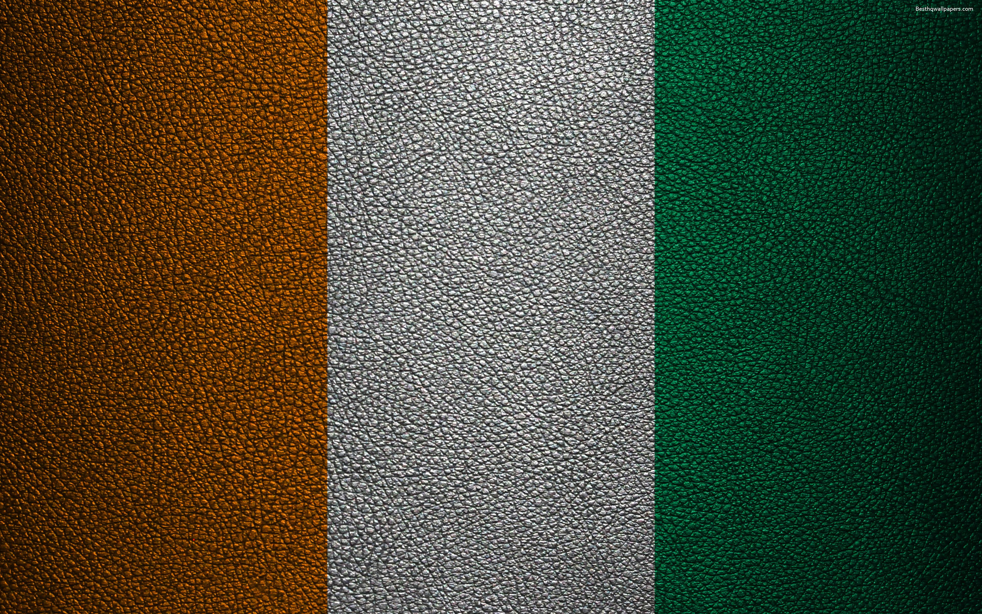 Download wallpaper Flag of Ivory Coast, 4K, leather texture, Africa