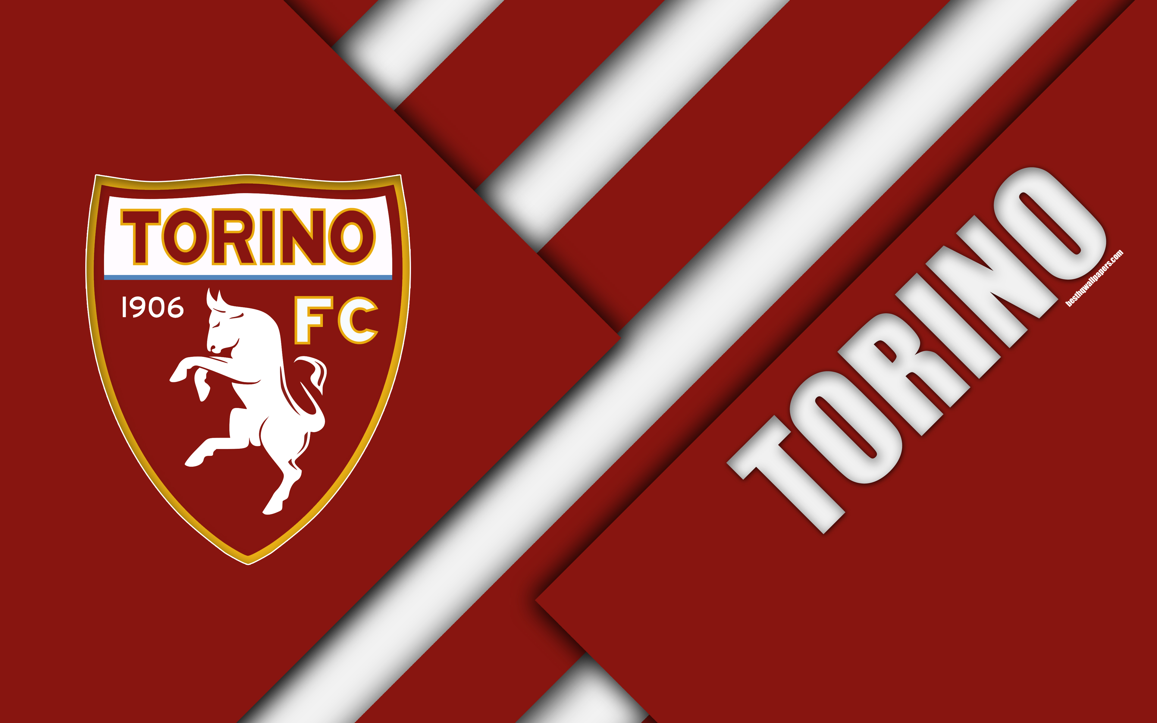 Download wallpaper Torino FC, logo, 4k, material design, football