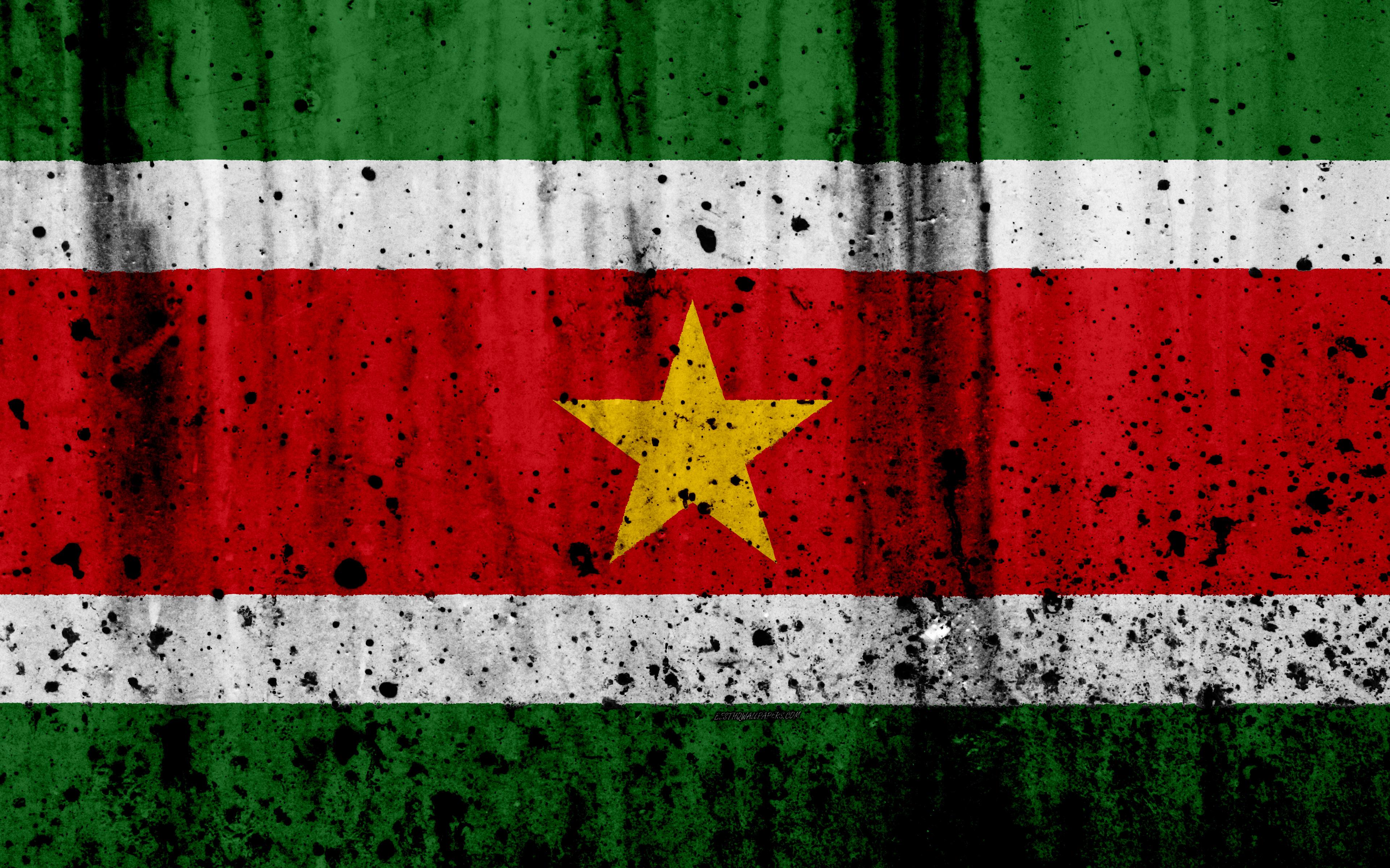 Download wallpaper Suriname flag, 4k, grunge, South America, flag