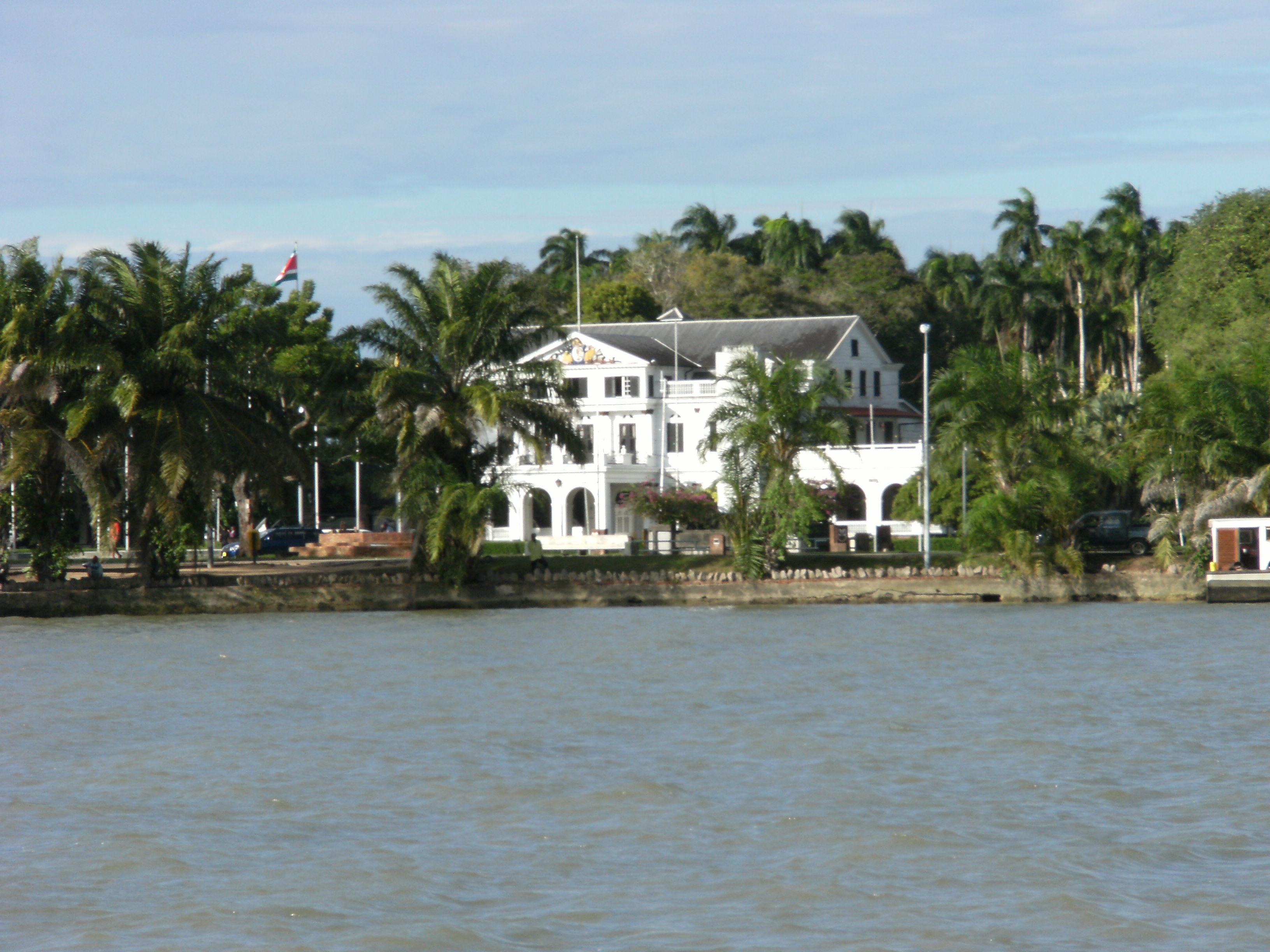 Presidential palace seen from Suriname