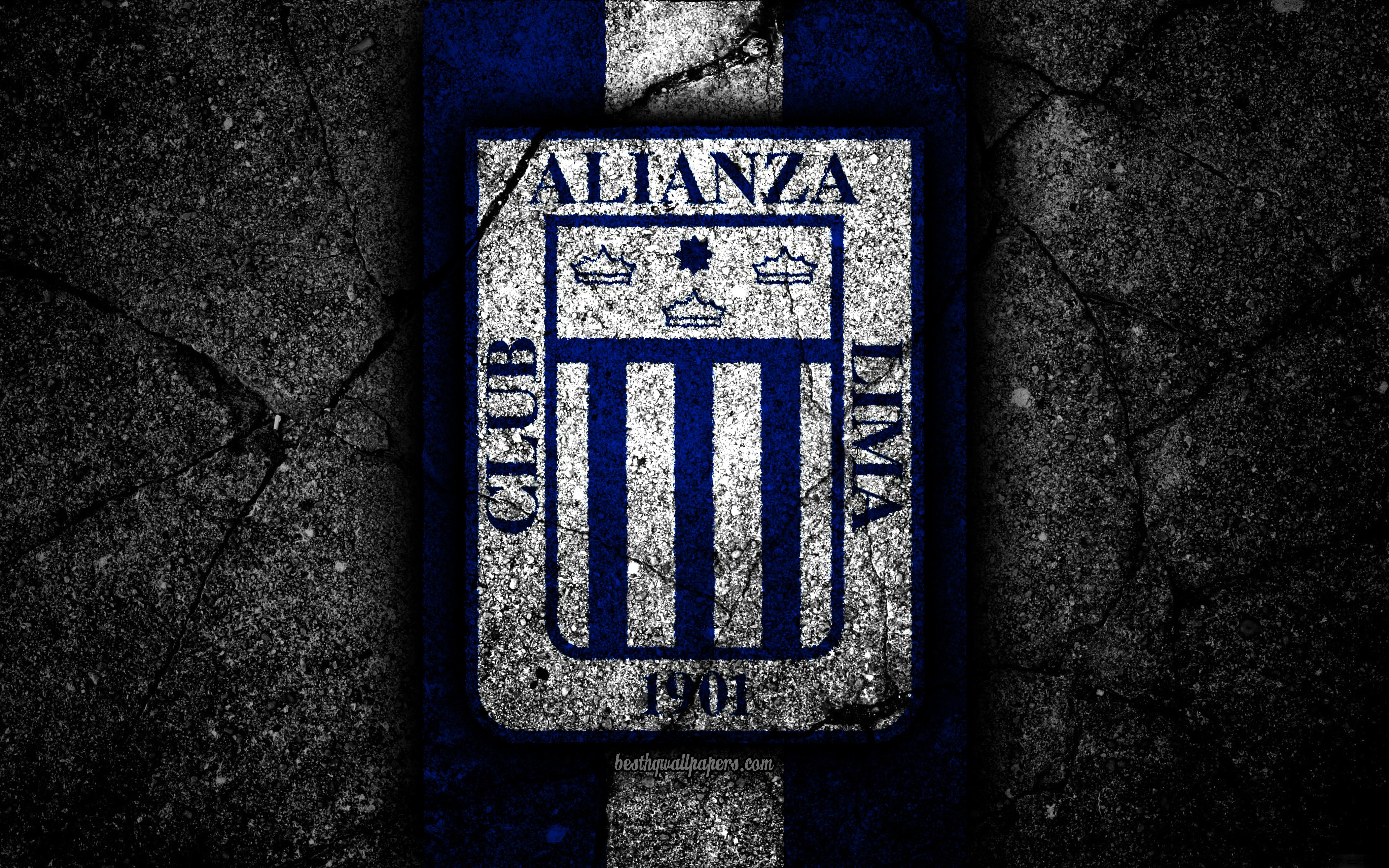Download wallpaper 4k, Alianza Lima FC, logo, Peruvian Primera