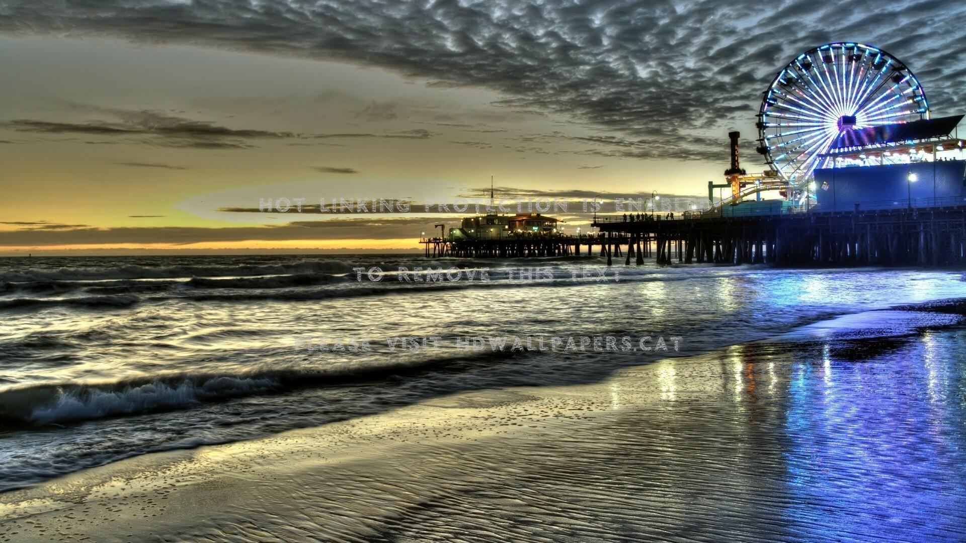 marvelous santa monica pier at dusk hdr sea