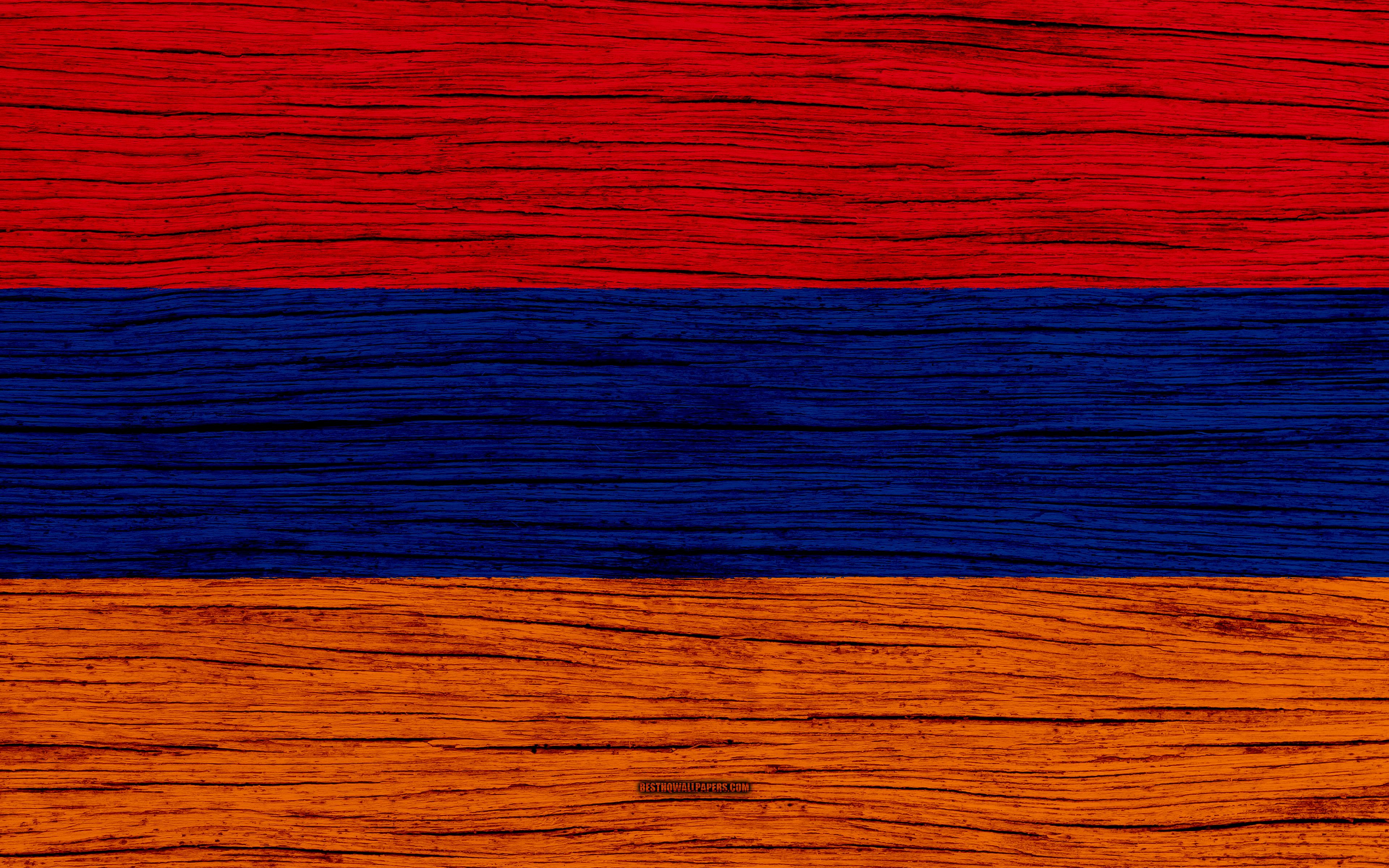 Download wallpaper Flag of Armenia, 4k, Asia, wooden texture
