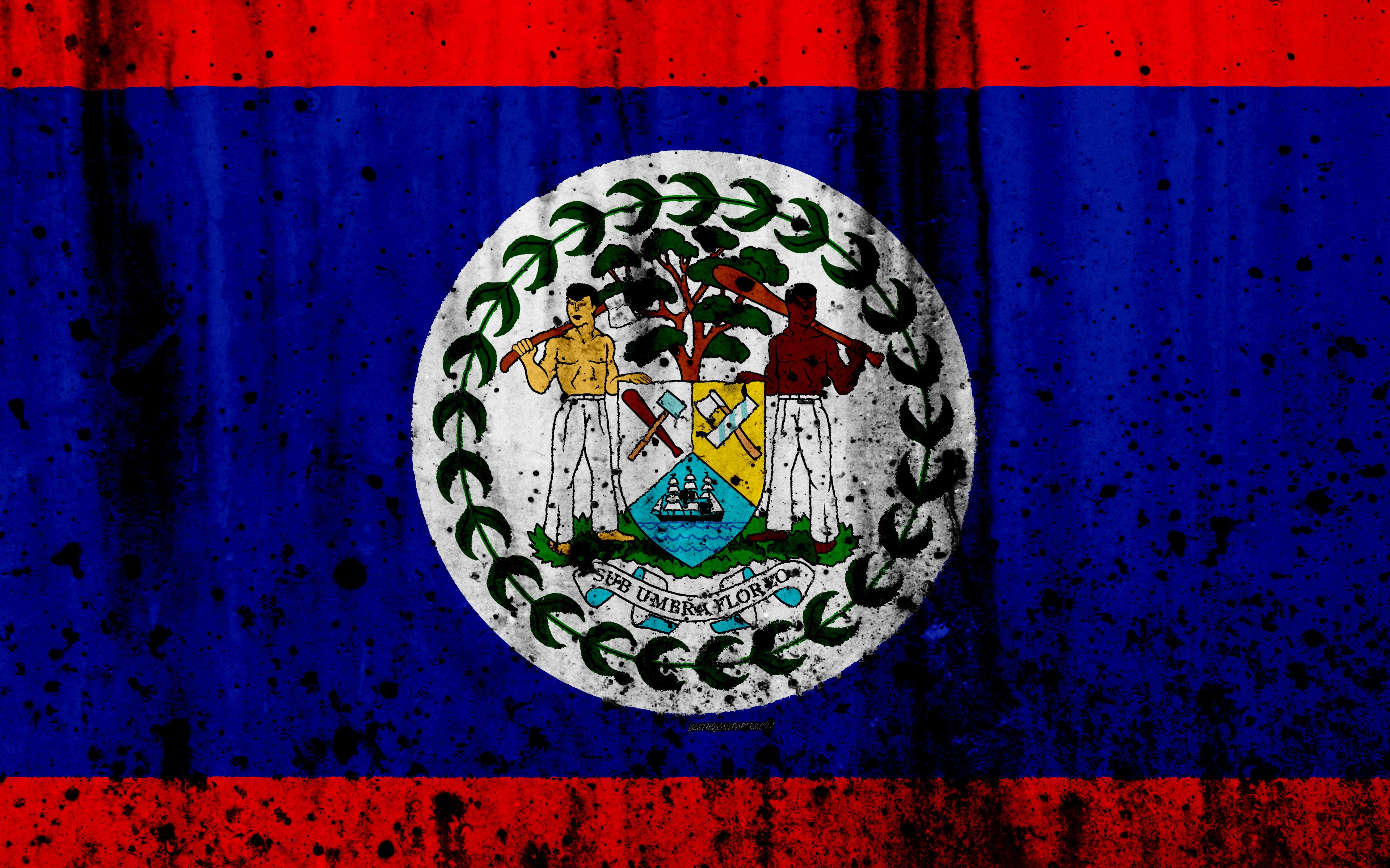 Download wallpaper Belize flag, 4k, grunge, North America, flag