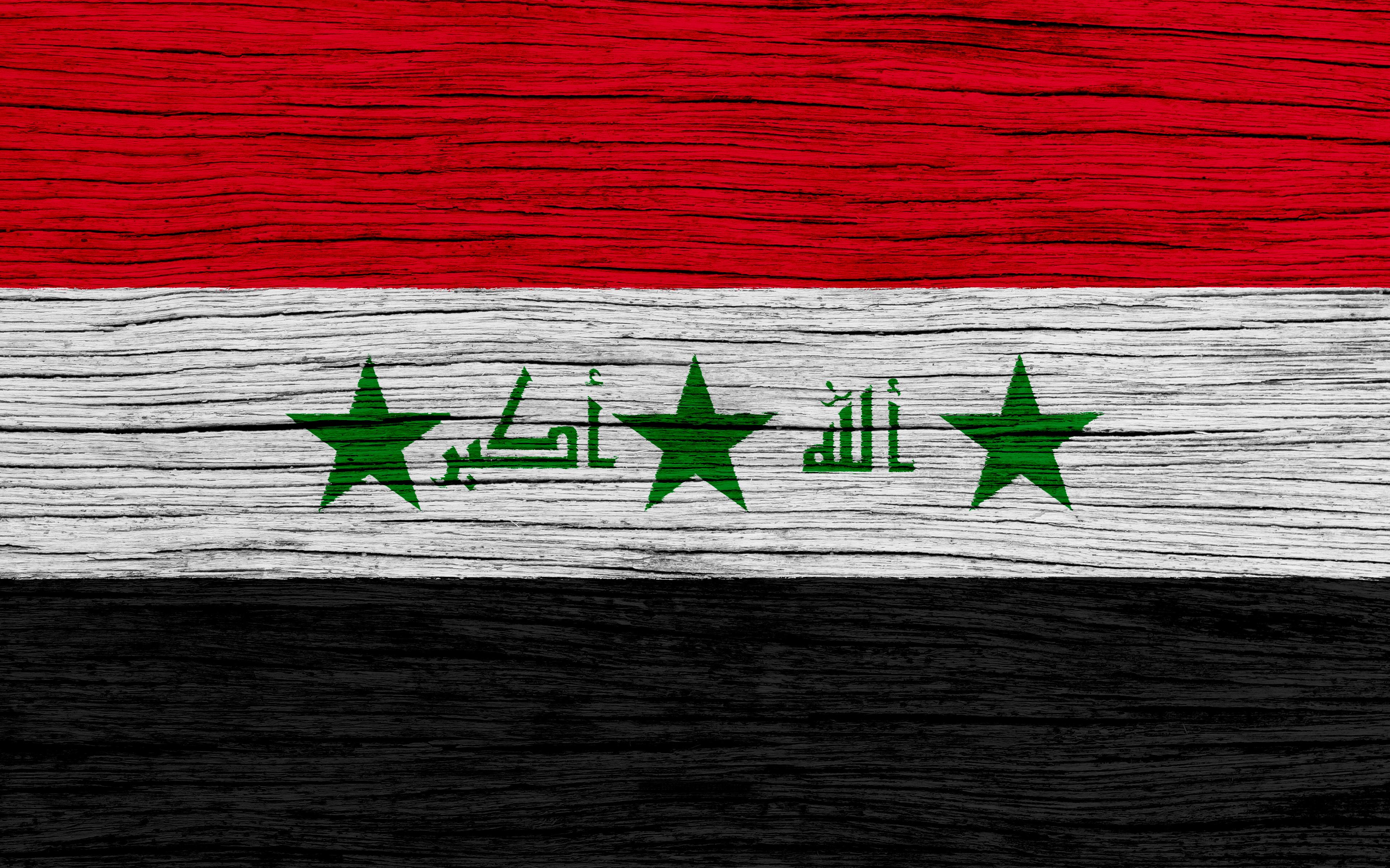 Download wallpaper Flag of Iraq, 4k, Asia, wooden texture, Iraqi