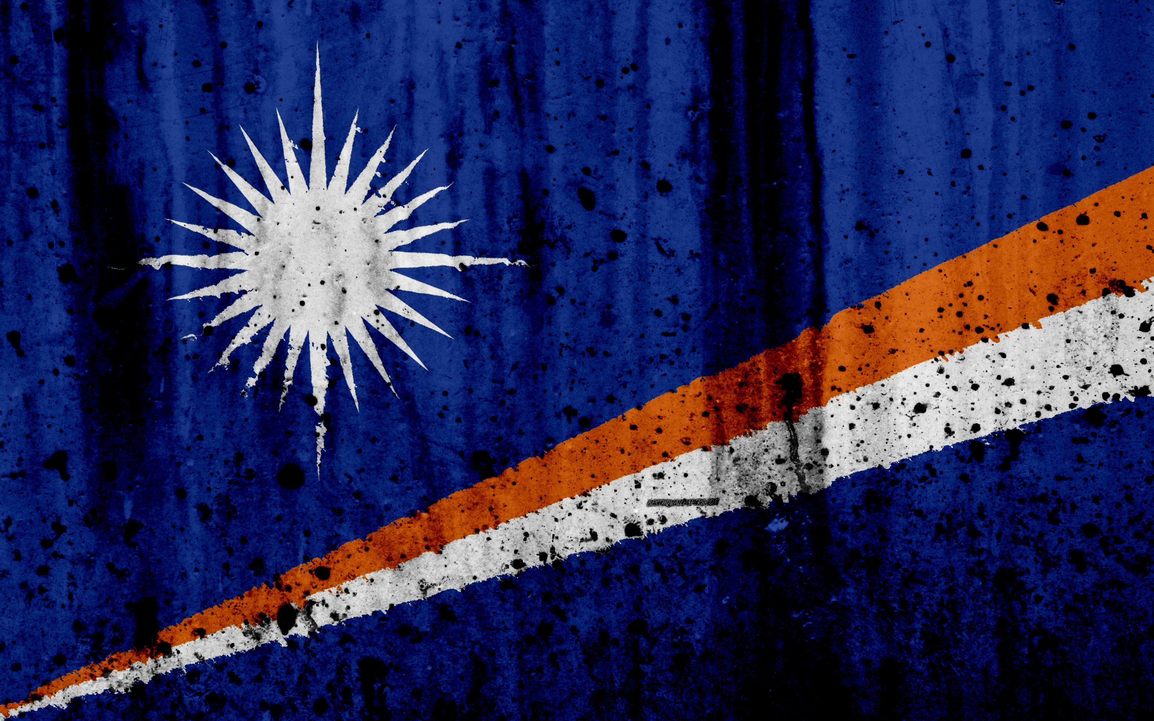 Download wallpaper Marshall Islands flag, 4k, grunge, flag