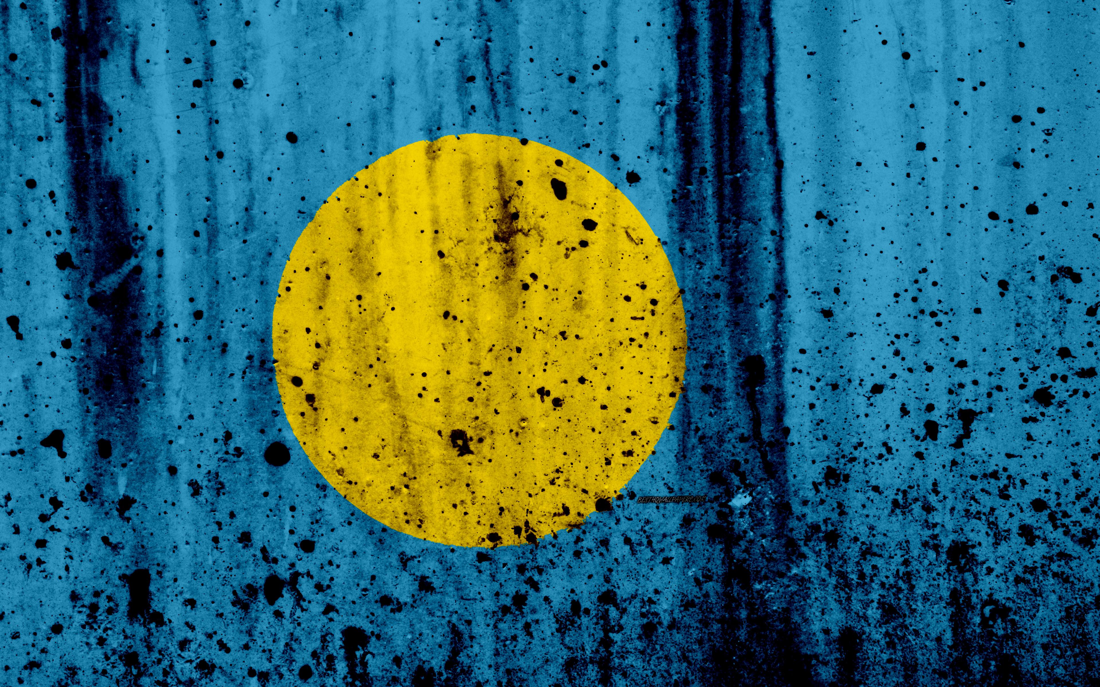 Download wallpaper Palau flag, 4k, grunge, flag of Palau, Oceania