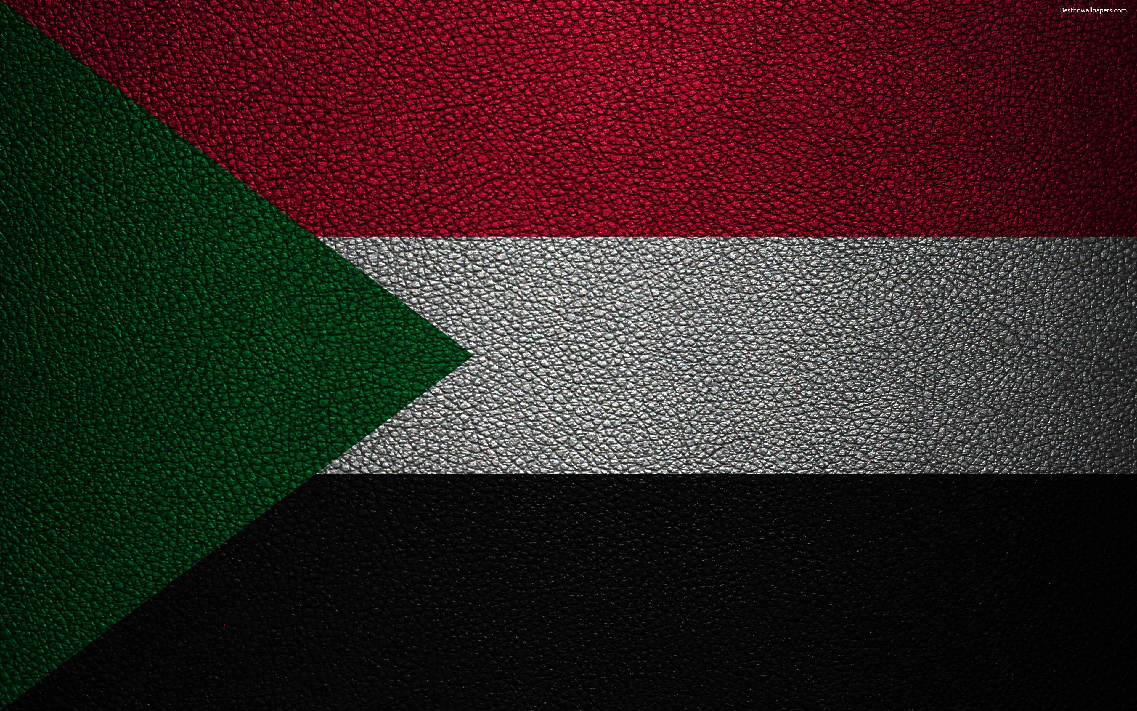 Download wallpaper Flag of Sudan, Africa, 4K, leather texture