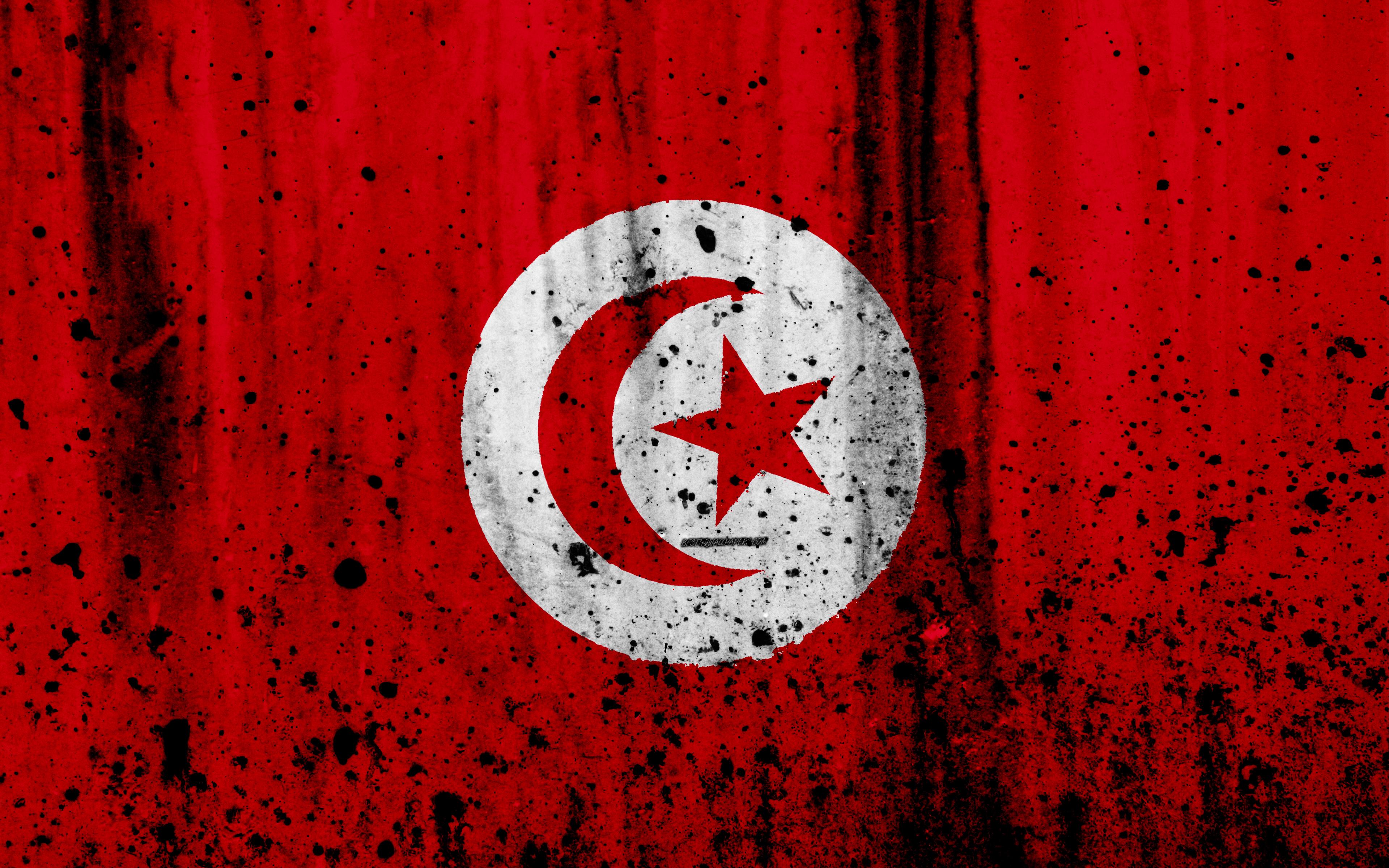 Download wallpaper Tunisian flag, 4k, grunge, flag of Tunisia