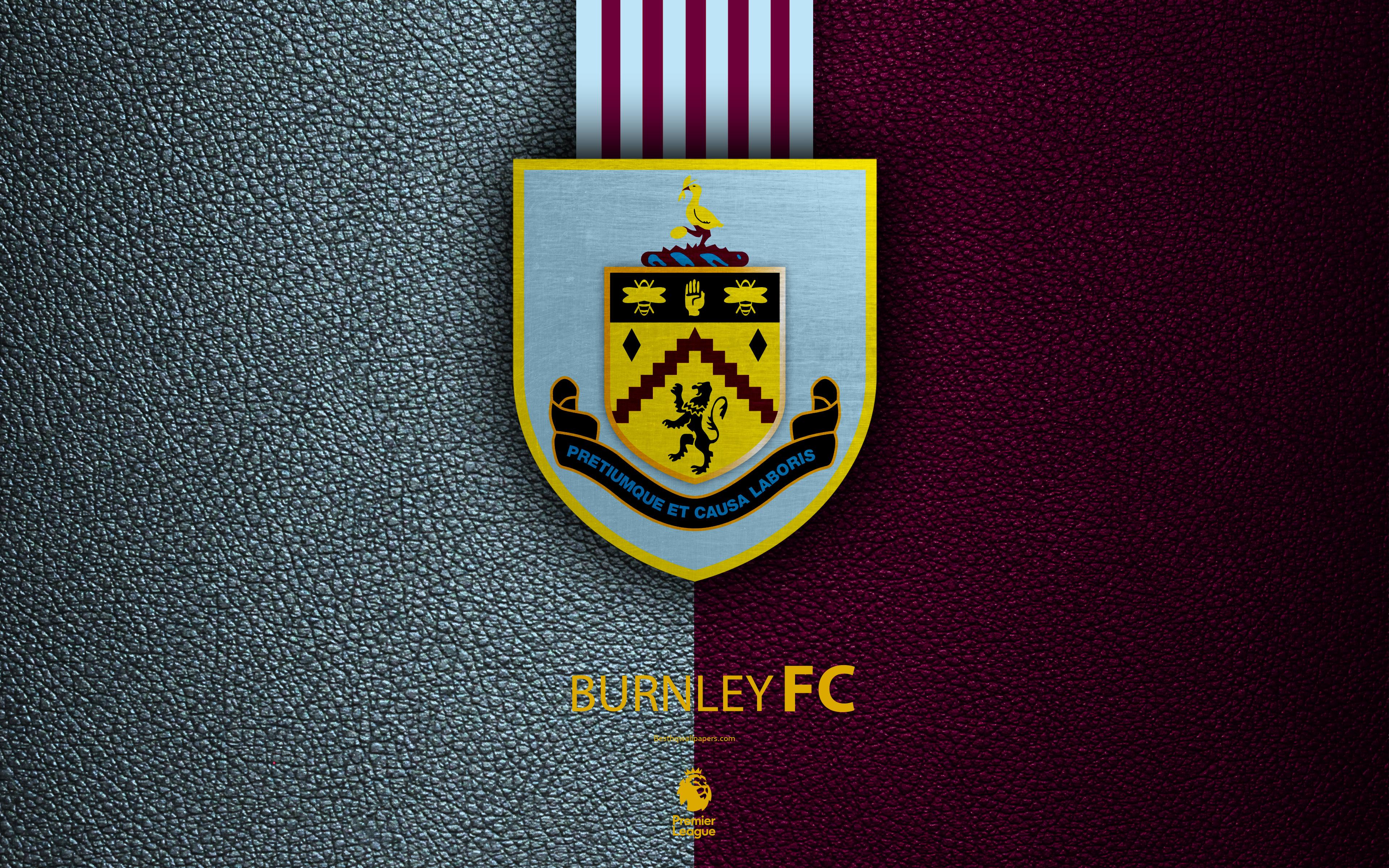 Download wallpaper Burnley FC, 4k, English football club, leather