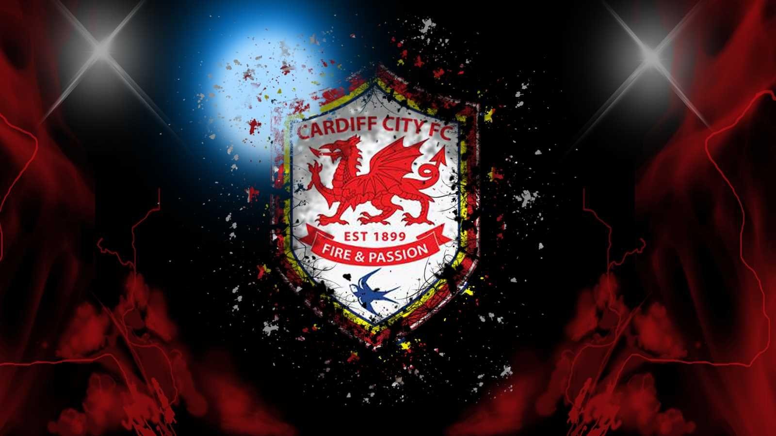 Cardiff City FC Fire and Passion Logo Wallpaper HD. Wallpaper