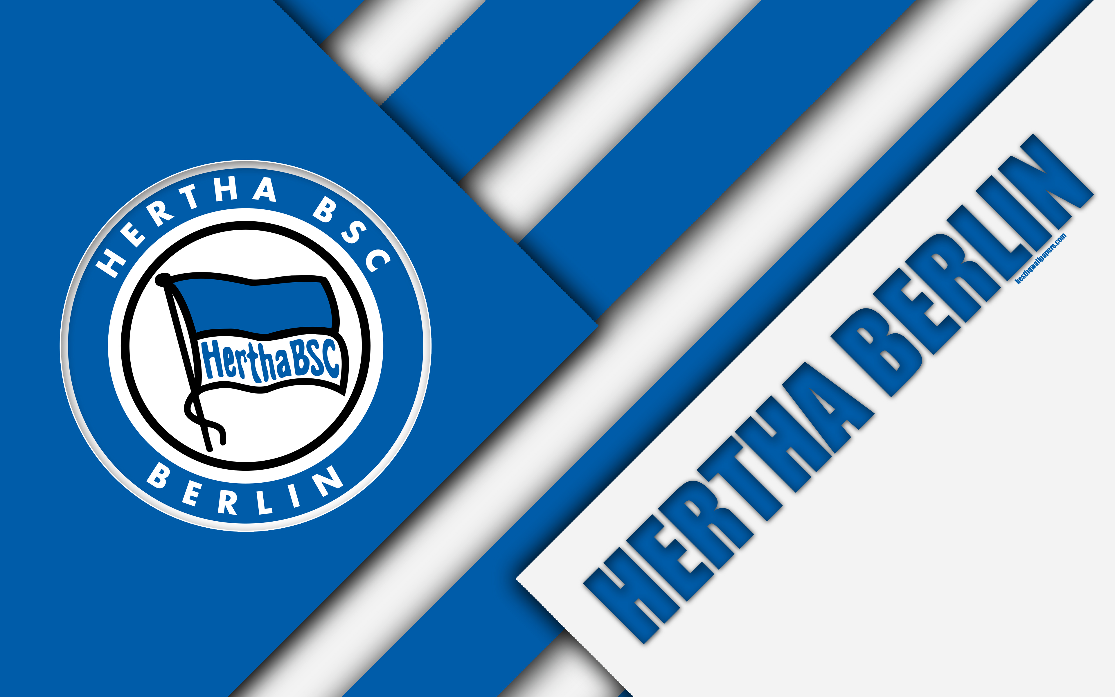 Download wallpaper Hertha Berlin, FC, 4k, material design, emblem