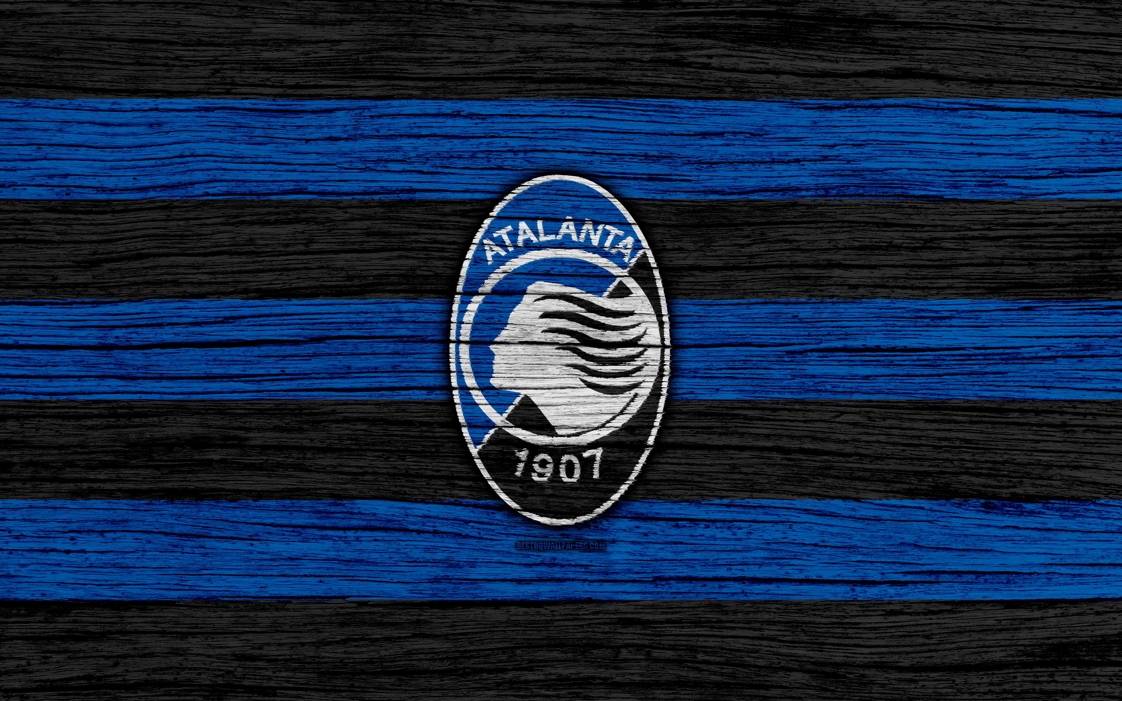 Download wallpaper Atalanta, 4k, Serie A, logo, Italy, wooden