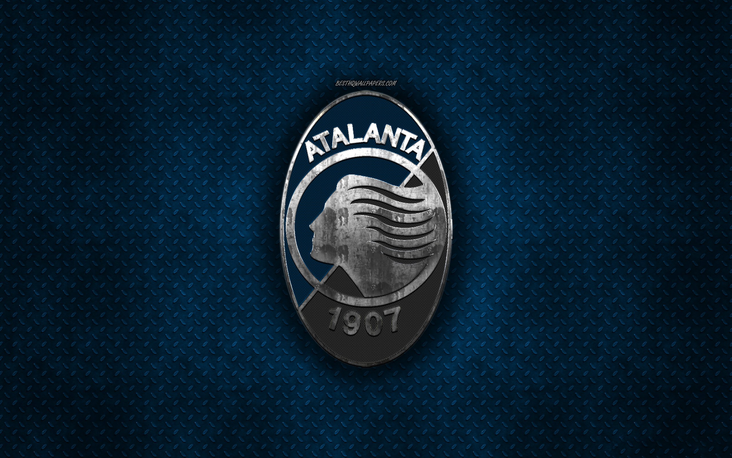 Download wallpaper Atalanta BC, Italian football club, blue metal