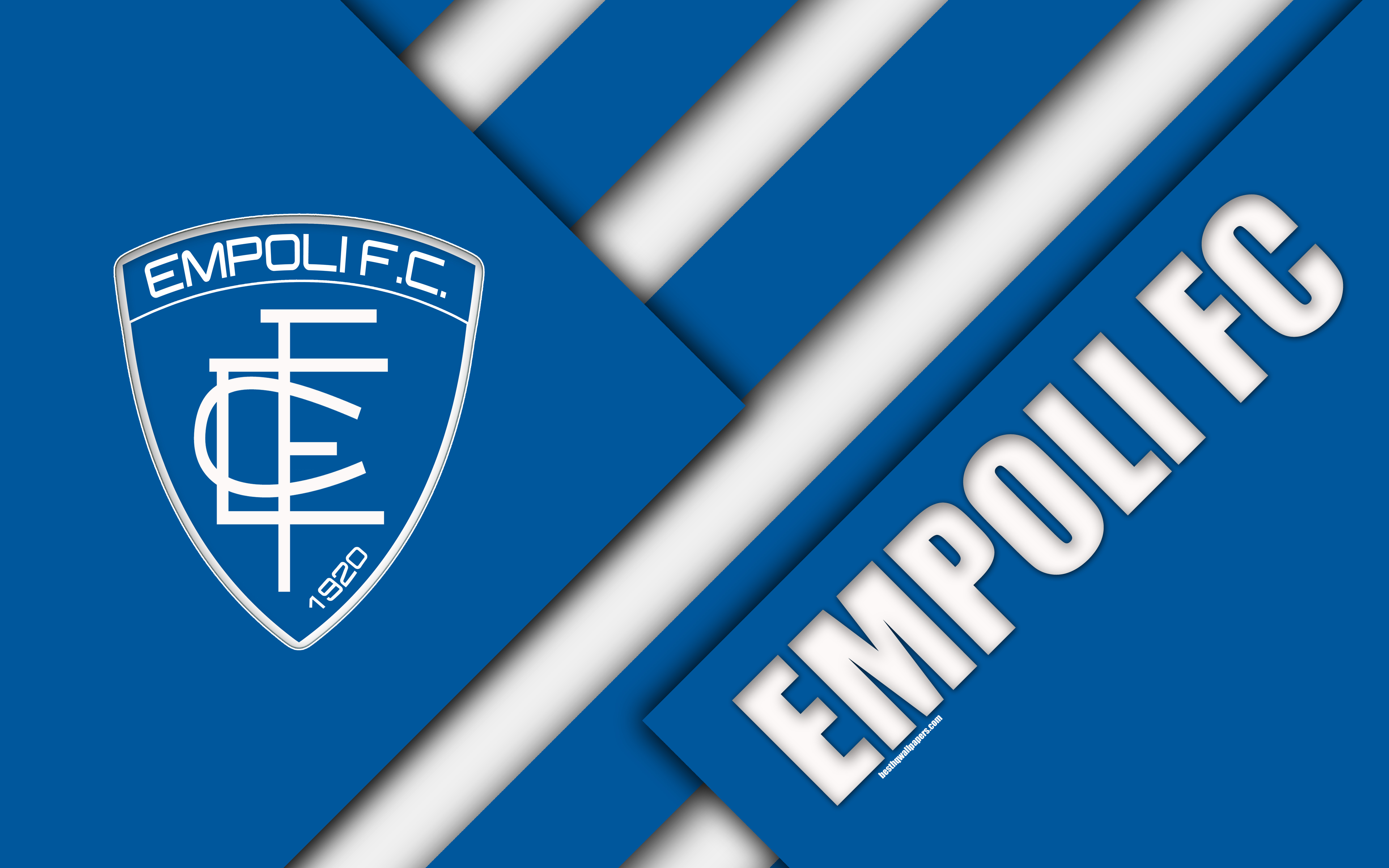 Download wallpaper Empoli FC, 4k, material design, logo, blue white