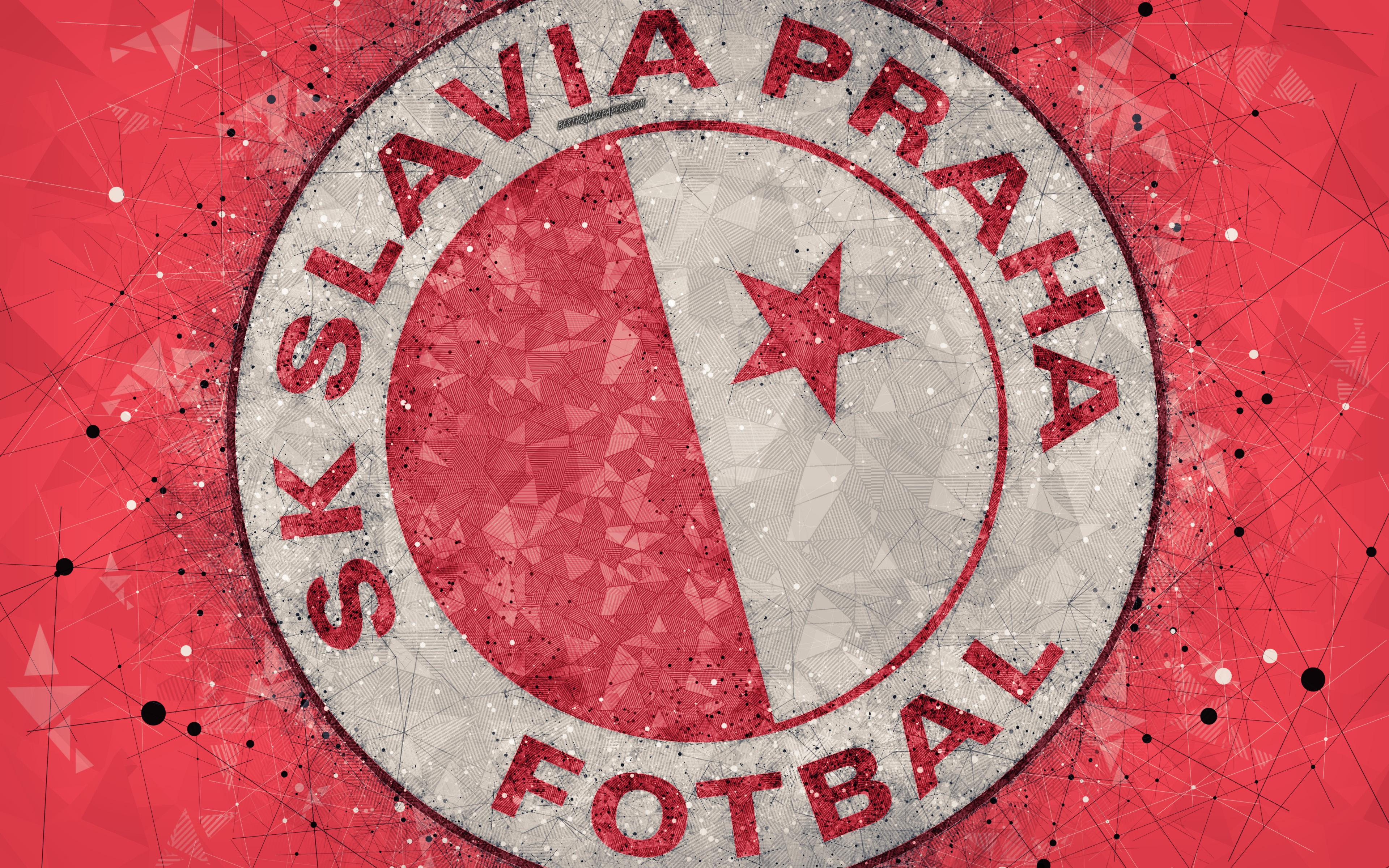 Download wallpaper SK Slavia Praha, 4k, geometric art, logo, Czech