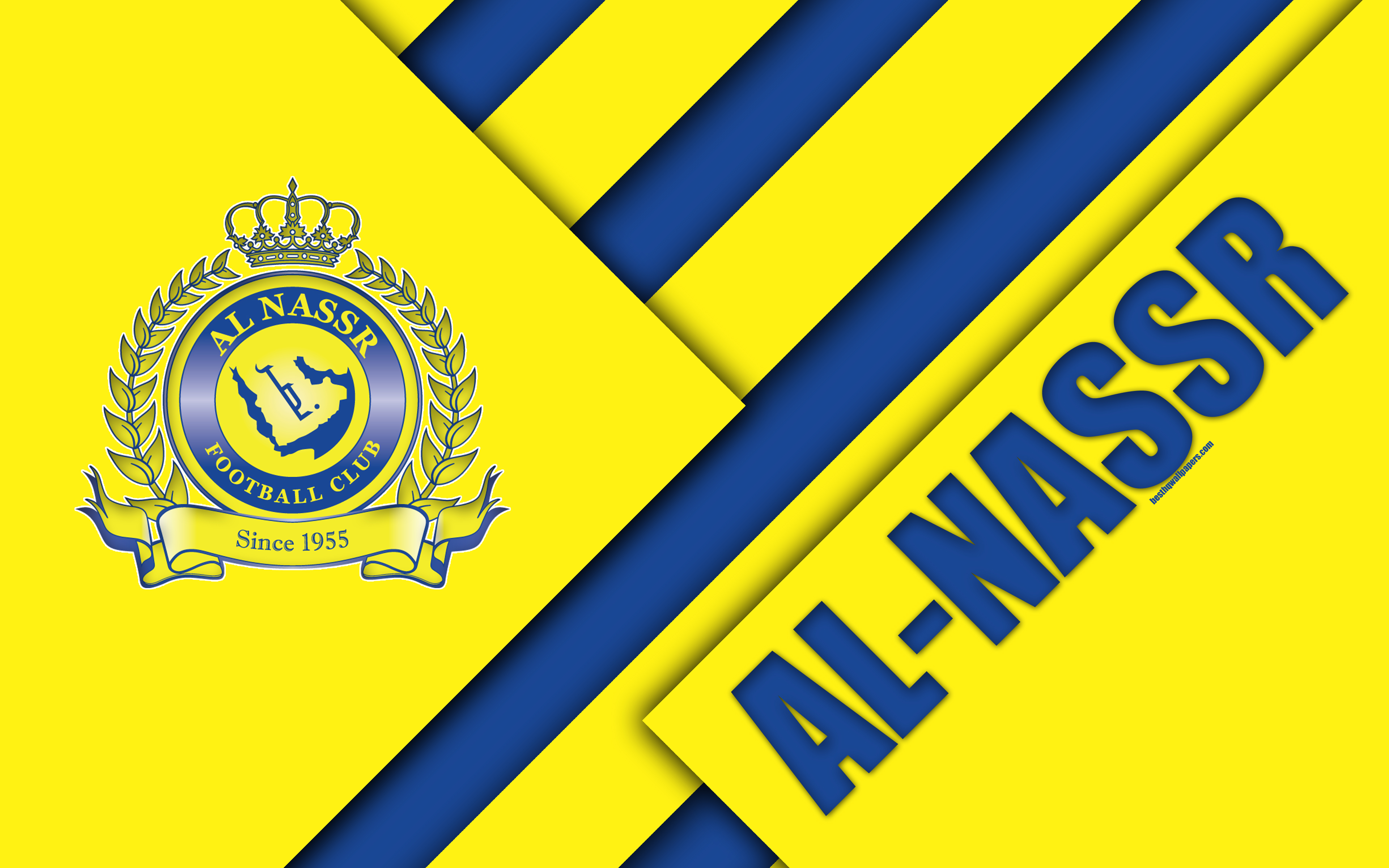 Download Wallpaper Al Nassr FC, 4k, Yellow Blue Abstraction, Logo