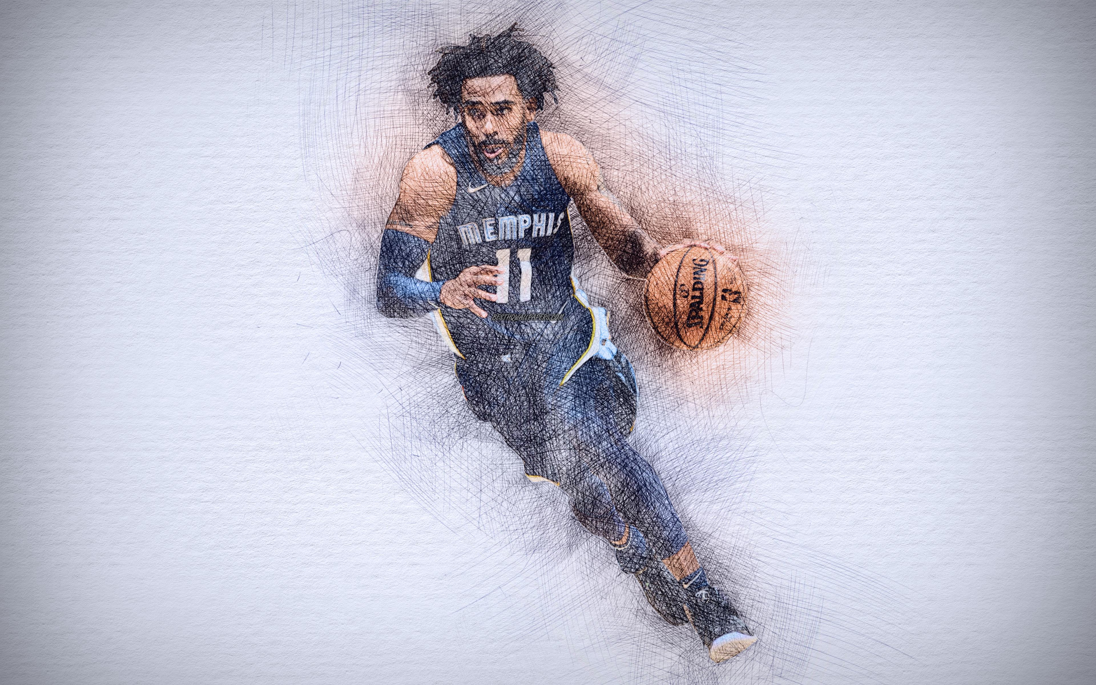 Download wallpaper Mike Conley, 4k, artwork, basketball stars