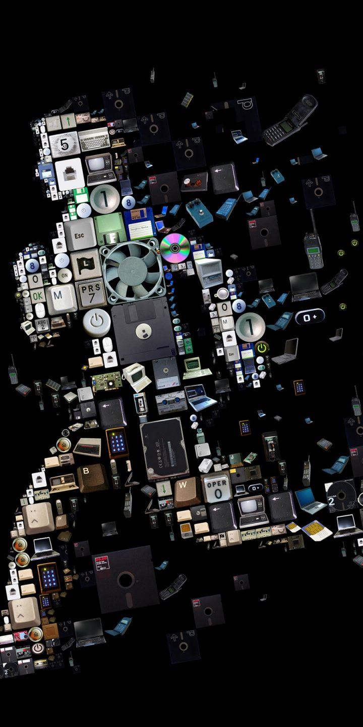 Run Pieces Disk Floppy Dist Black - [720x1440]. Wallpaper