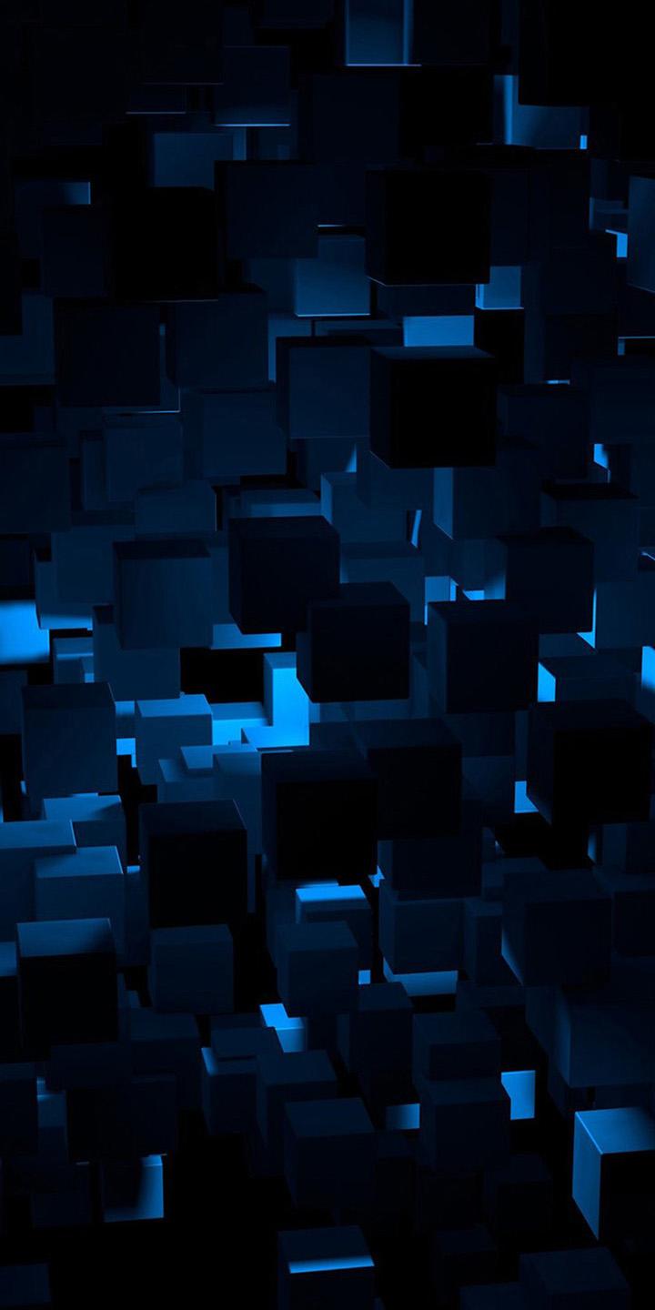vn22 cube dark blue abstract hazy design Wallpaper 720 x 1440 HD