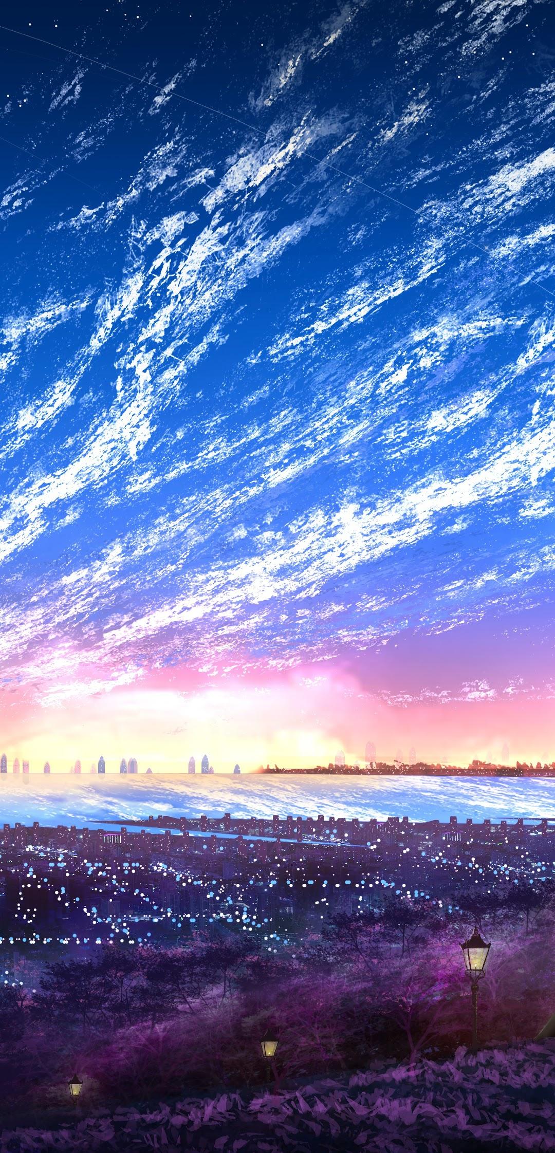 Sky, City, Scenery, Horizon, Landscape, Anime, 8K, Wallpaper