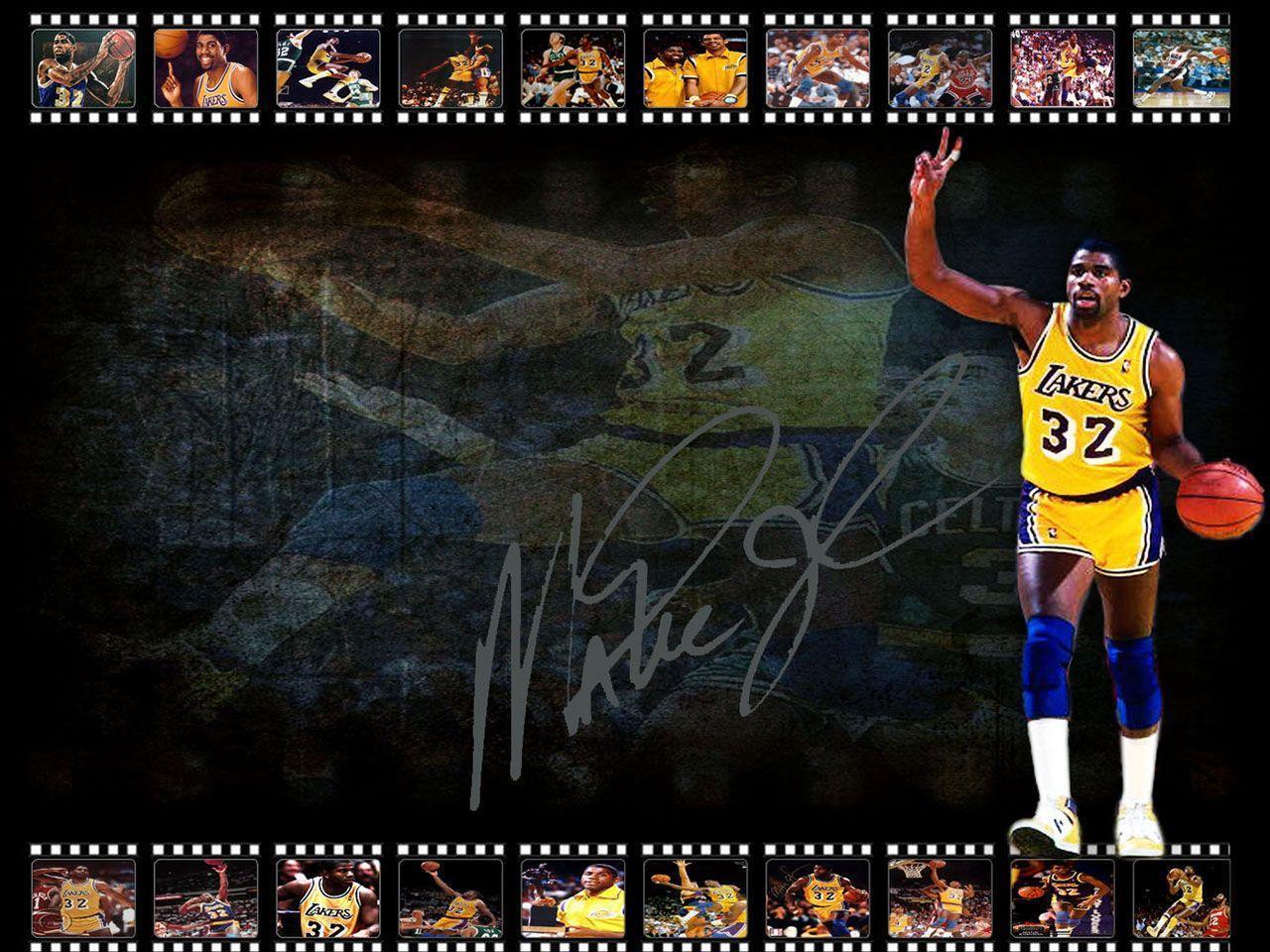 Magic Johnson LA Lakers Signed Wallpaper. Basketball Wallpaper