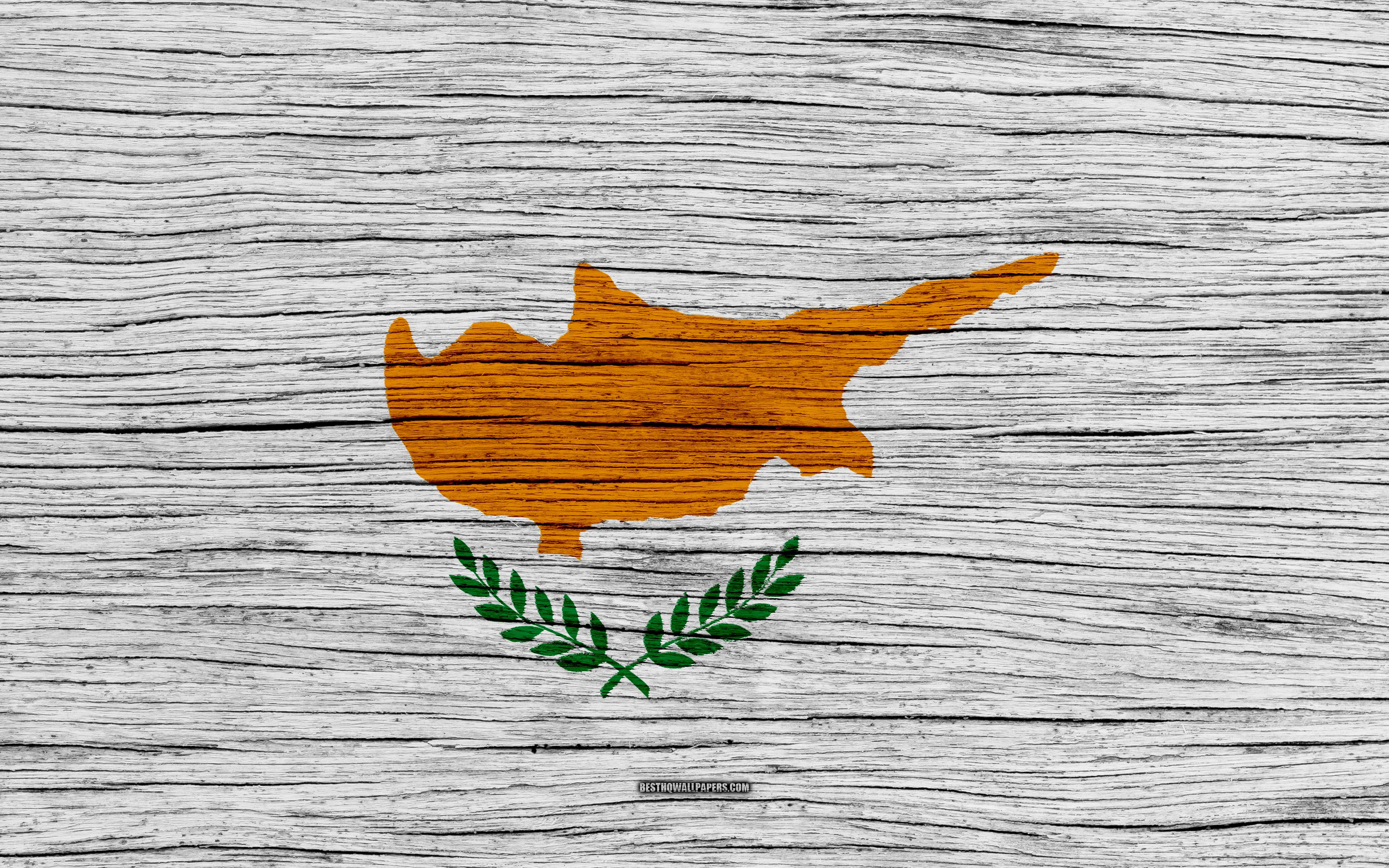 Download wallpaper Flag of Cyprus, 4k, Asia, wooden texture