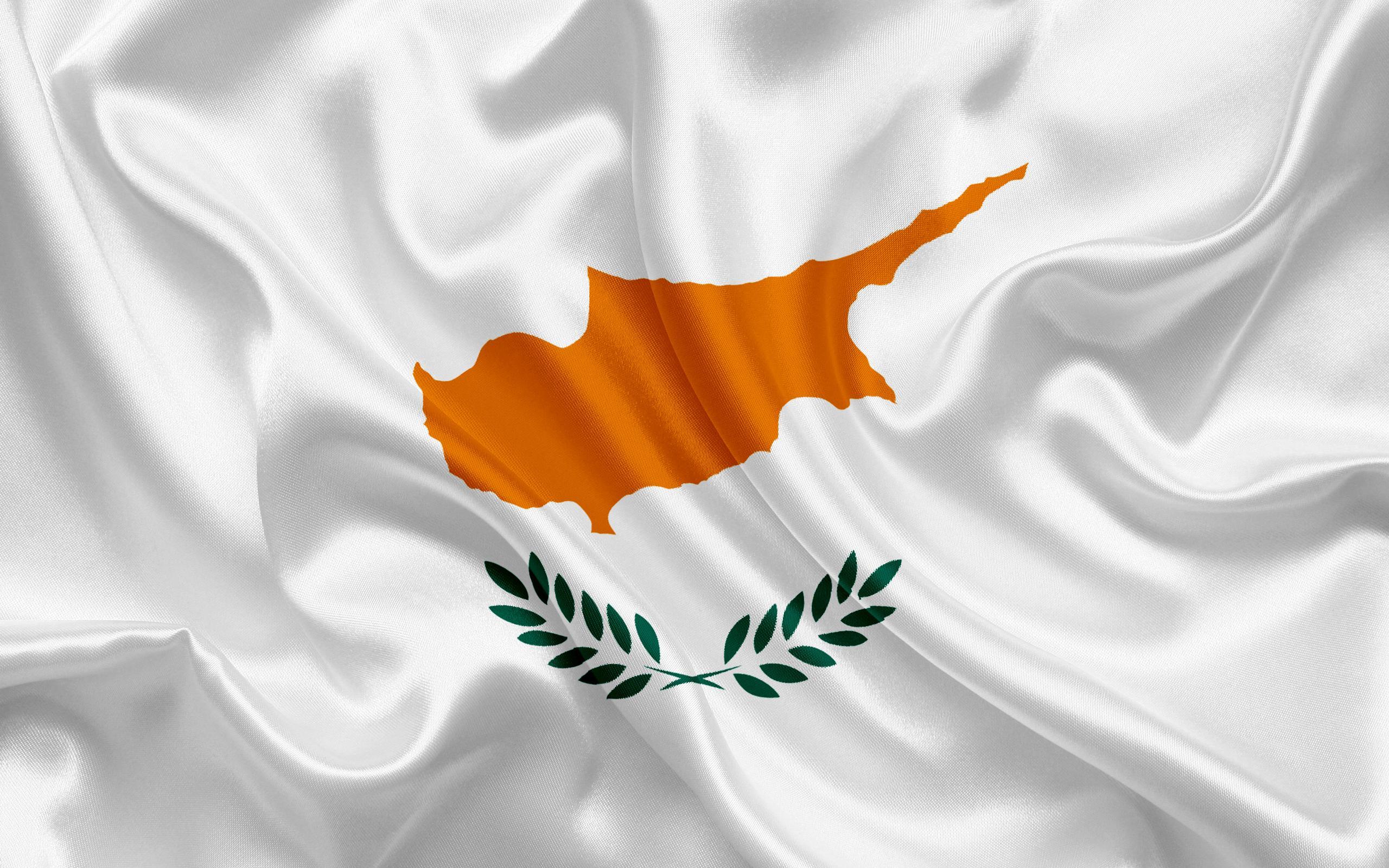 Download wallpaper flag of Cyprus, Europe, Cyprus, white silk flag