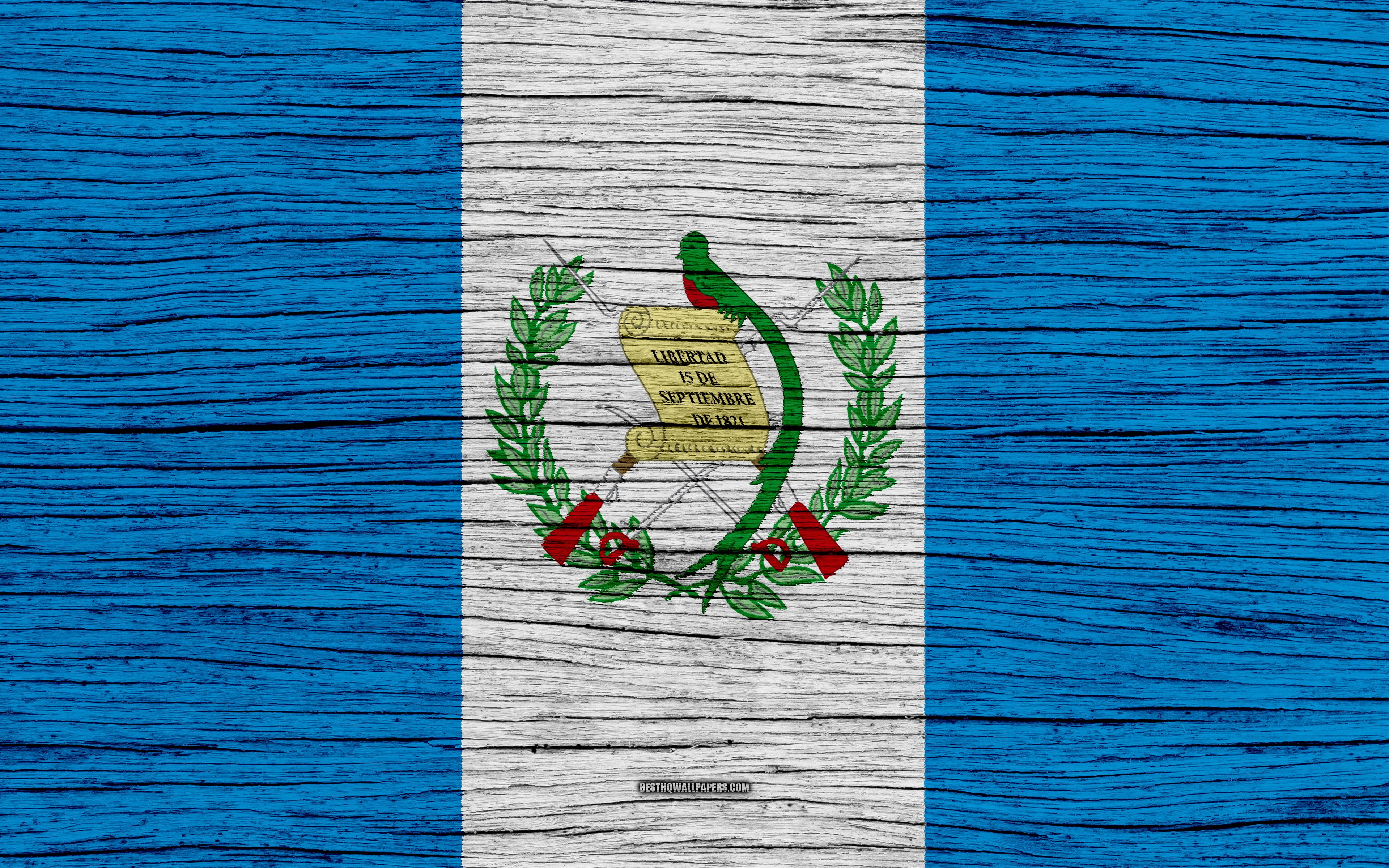 Download wallpaper Flag of Guatemala, 4k, North America, wooden