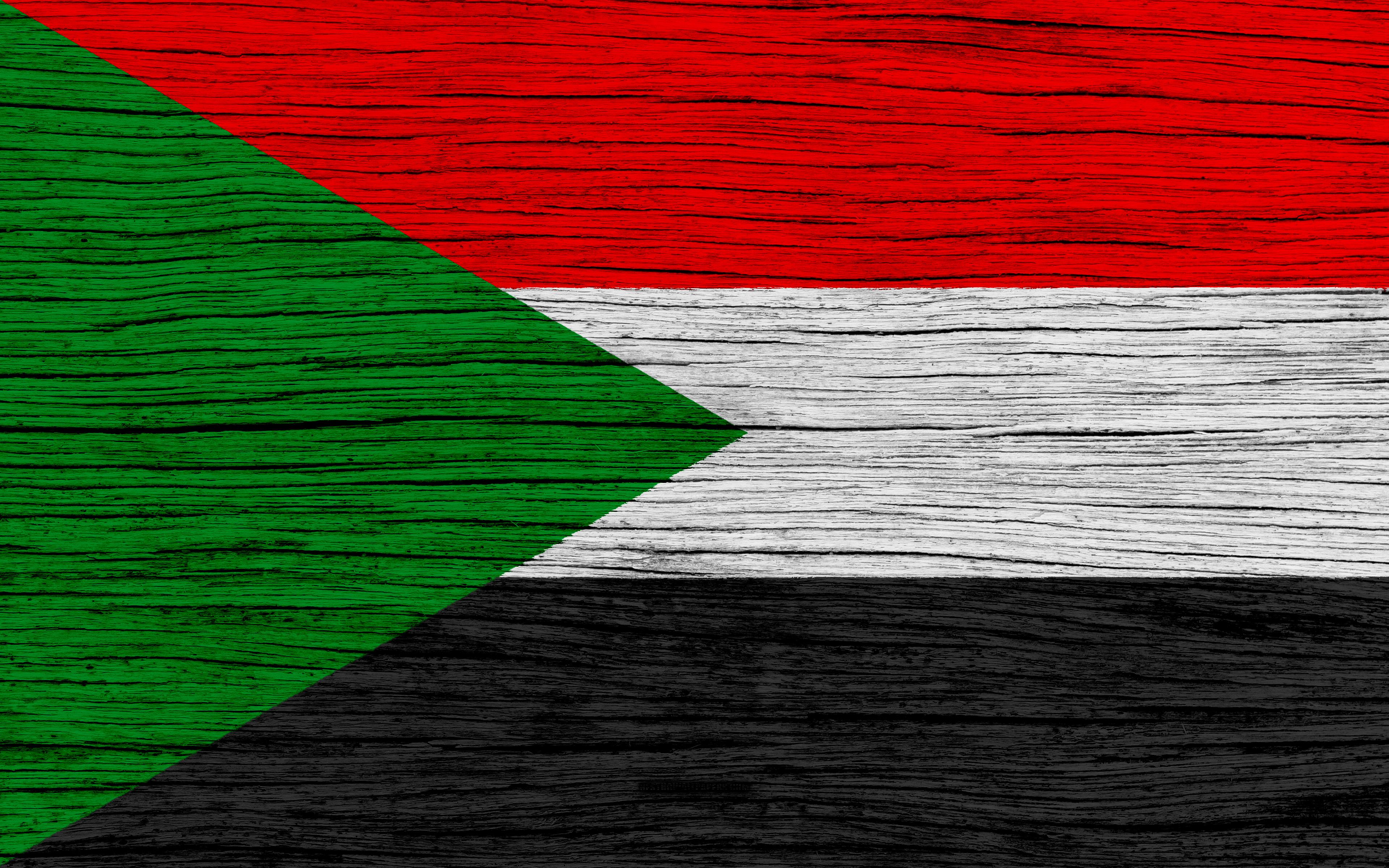Download wallpaper Flag of Sudan, 4k, Africa, wooden texture