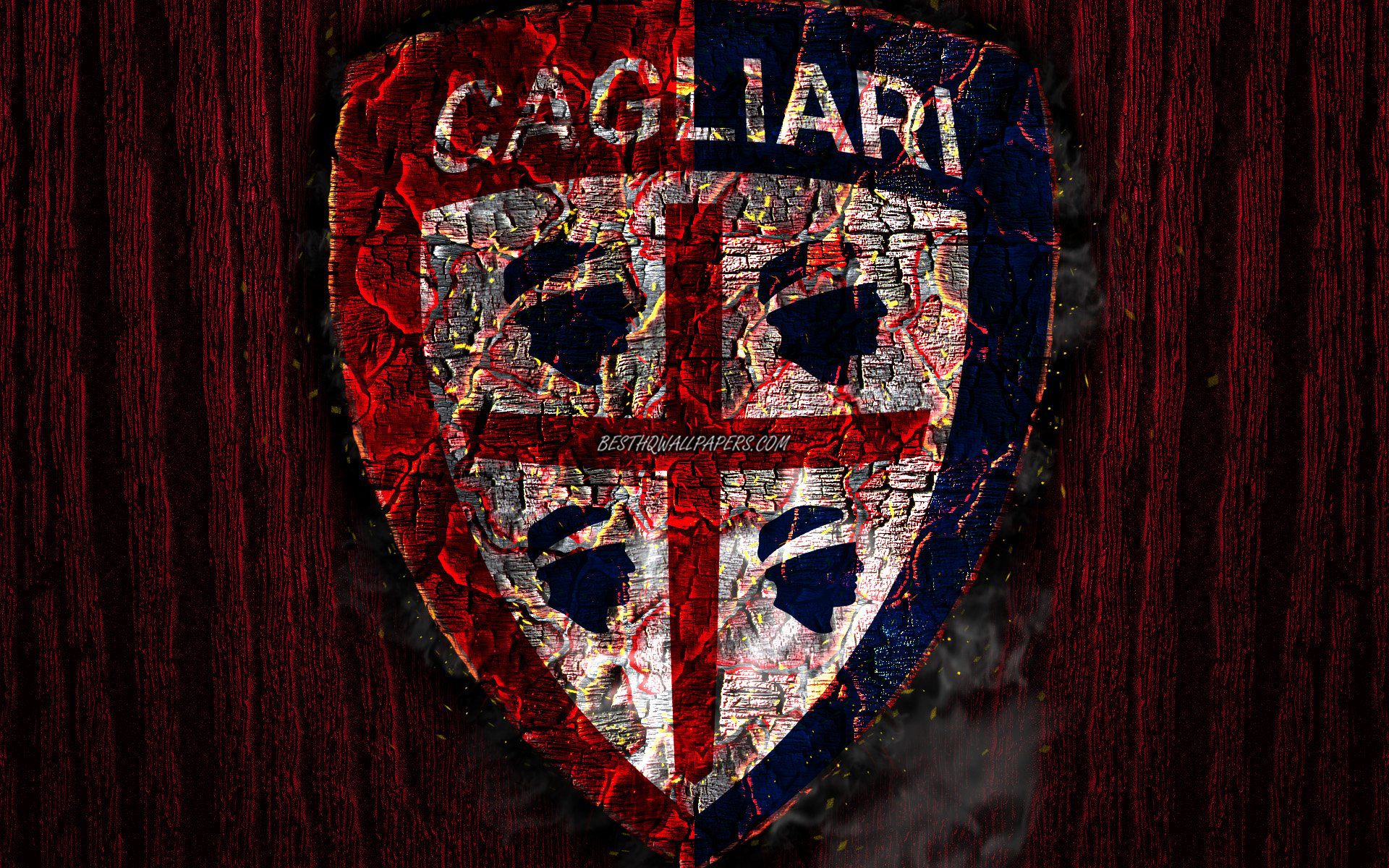 Download wallpaper Cagliari FC, scorched logo, Serie A, purple