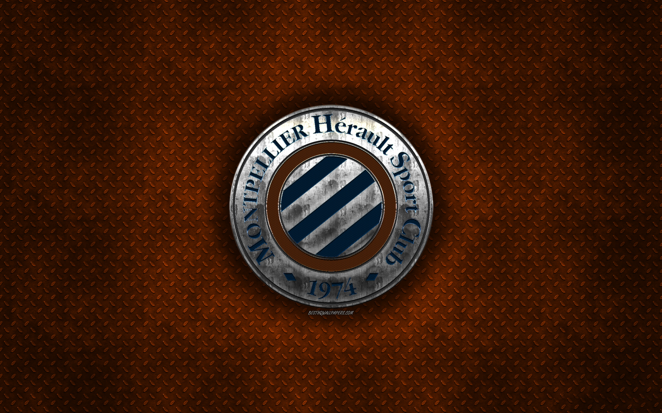 Download wallpaper HSC Montpellier, French football club, orange