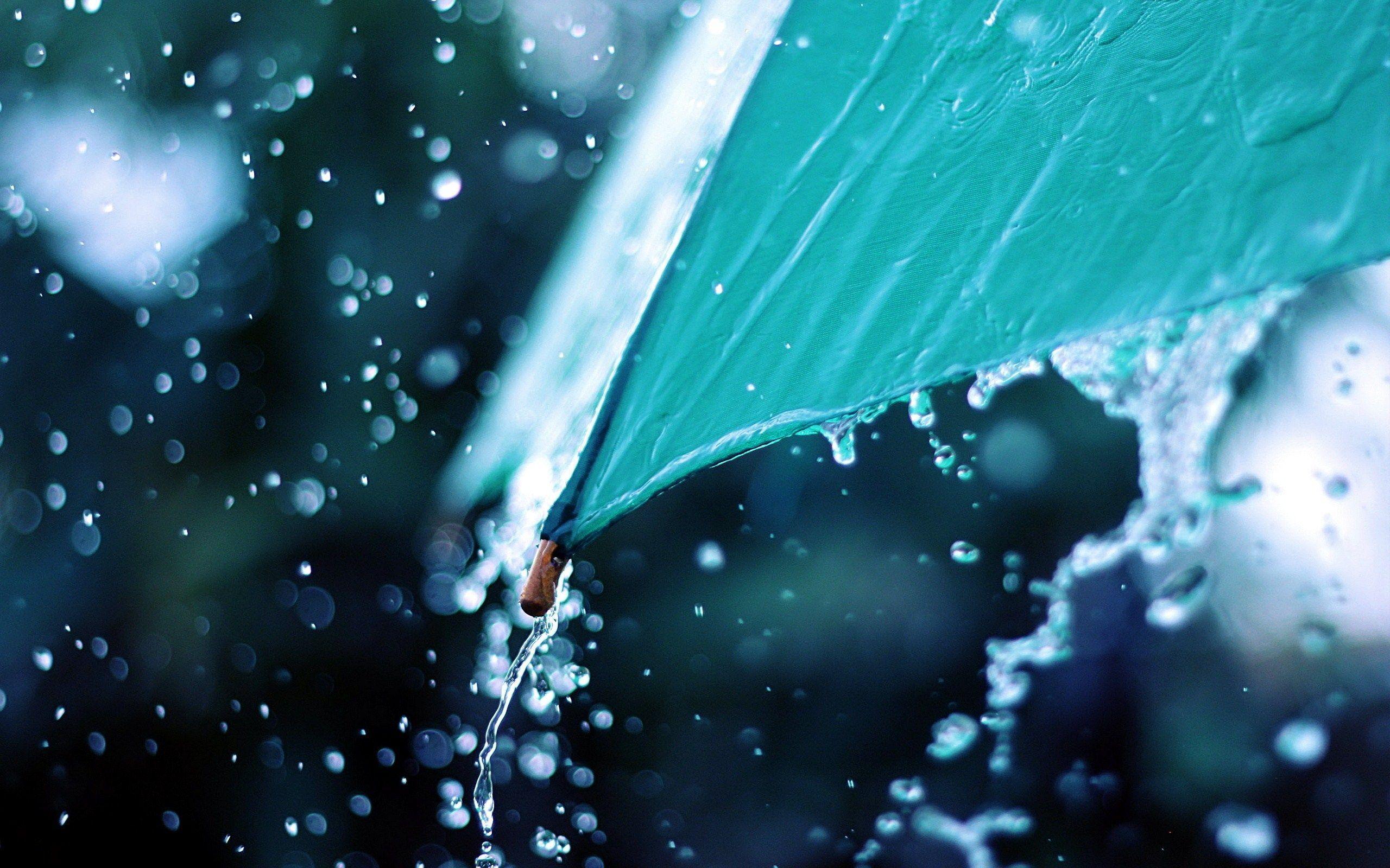 Water Flows From Umbrella Rain HD Wallpaper