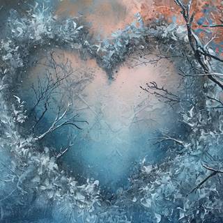 winter hanging heart paintings