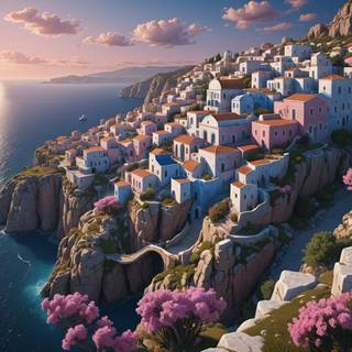 Scenic Greek village on a cliffside