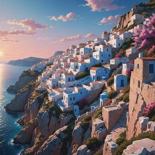 Scenic Greek village on a cliffside