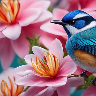 Bird and flowers by lukychandra 
