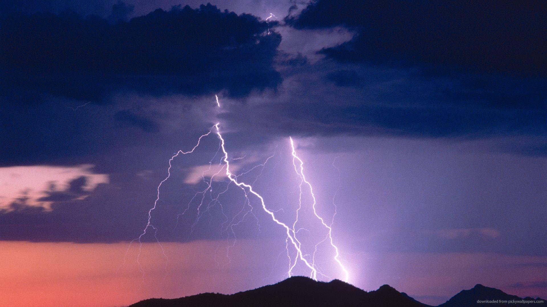 Lightning Bolt On The Top Of A Mountain Wallpaper For Samsung
