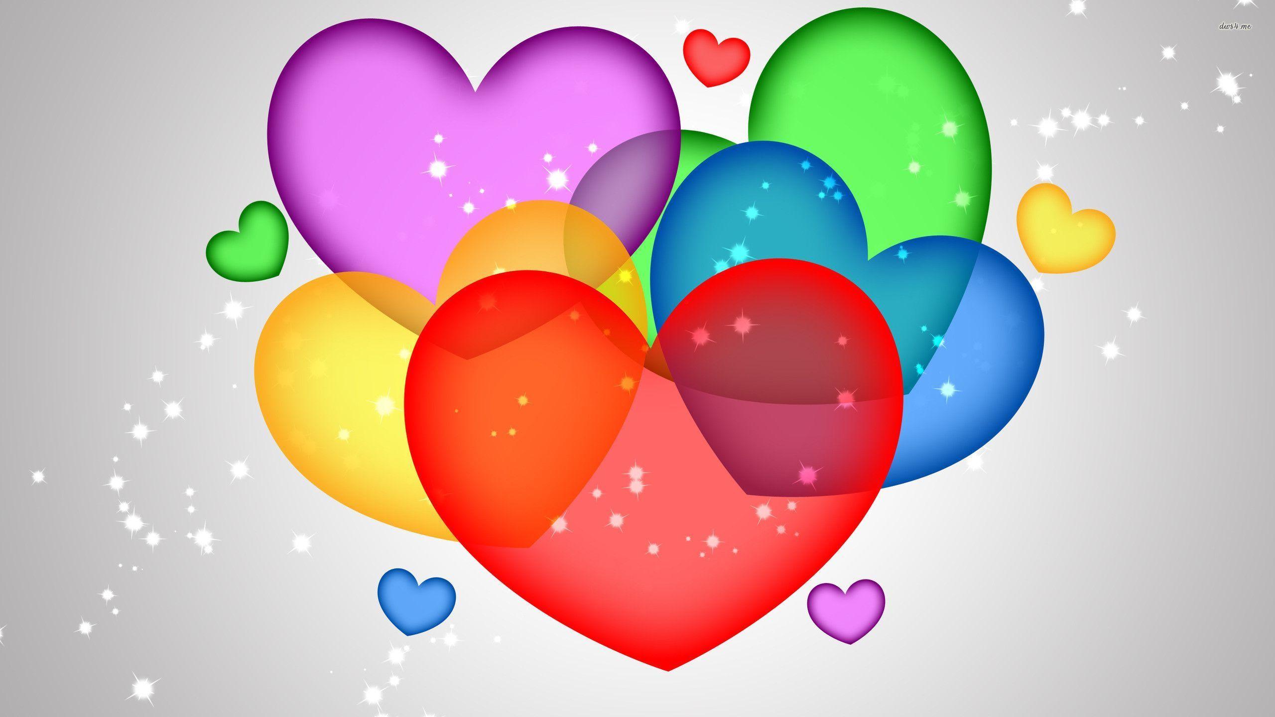 Wallpaper For > Colorful Hearts Wallpaper