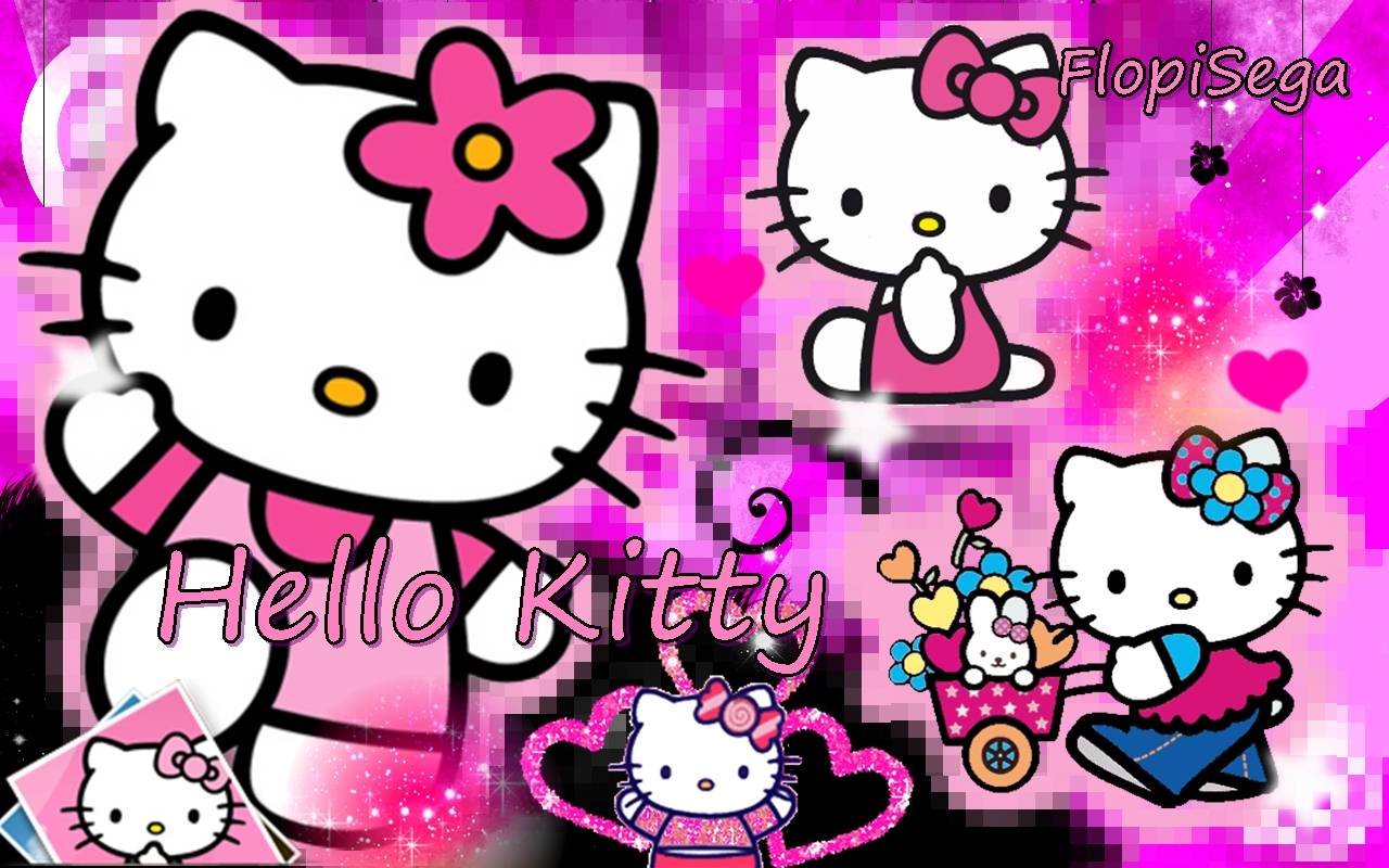 Wallpaper For > Hello Kitty Background Pink And Black