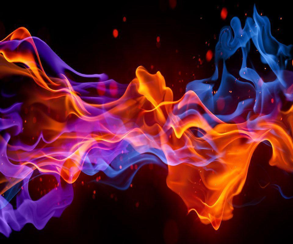 Blue And Red Fire Wallpaper Desk HD Picture. Top