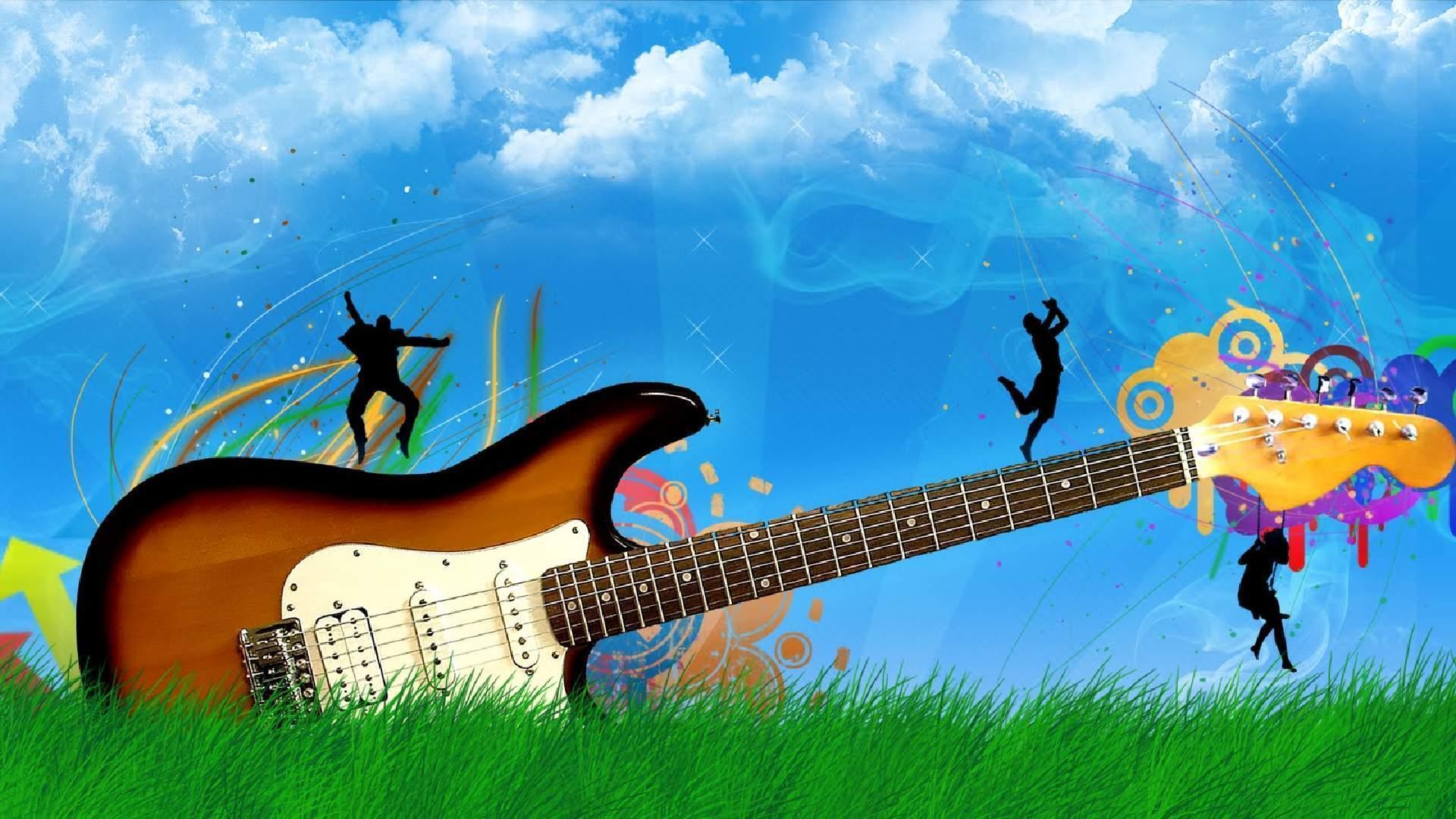 Guitar vector HD wallpaper free desktop background