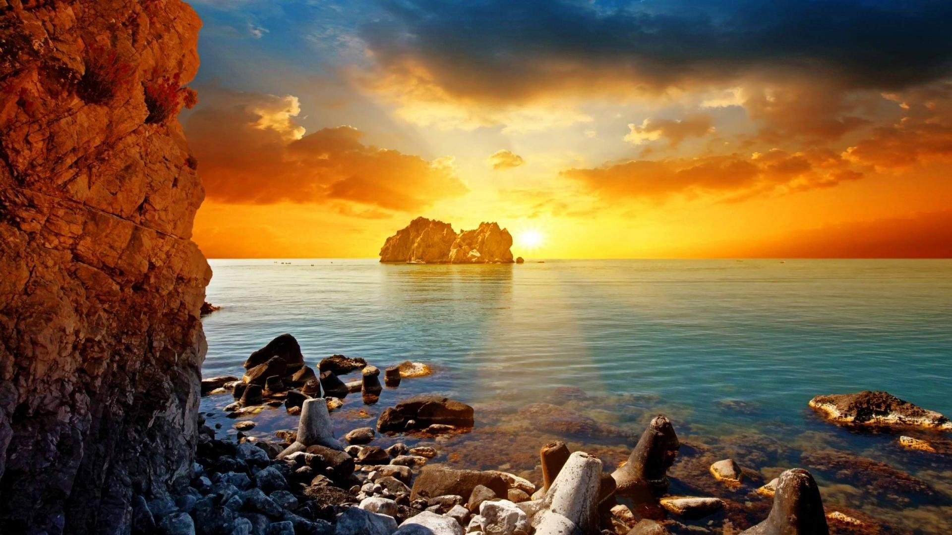 Sunset Beach Image HD Wallpaper Desktop Background Free