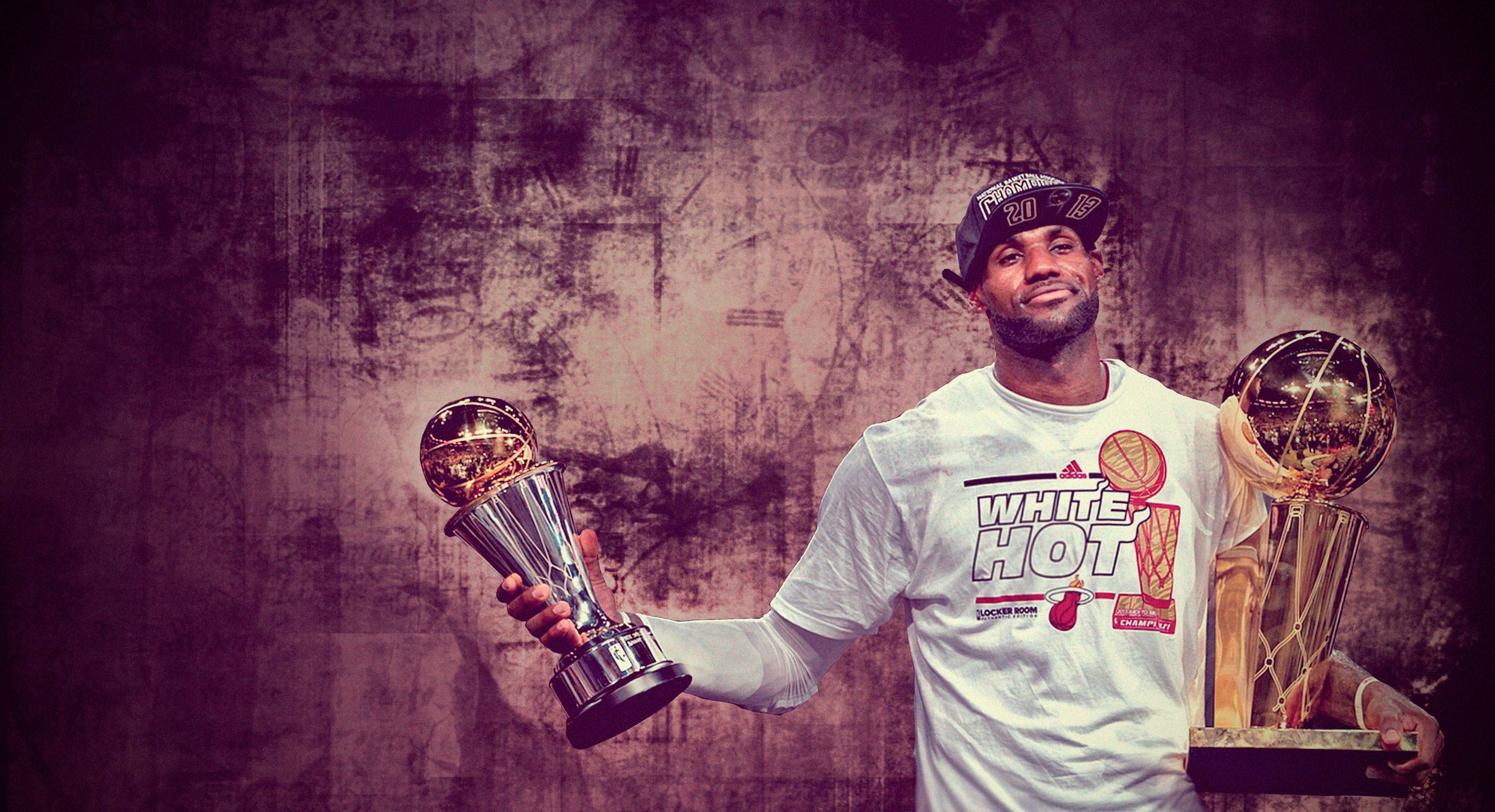 Lebron James and Championship Trophy, iPhone Wallpaper, Facebook