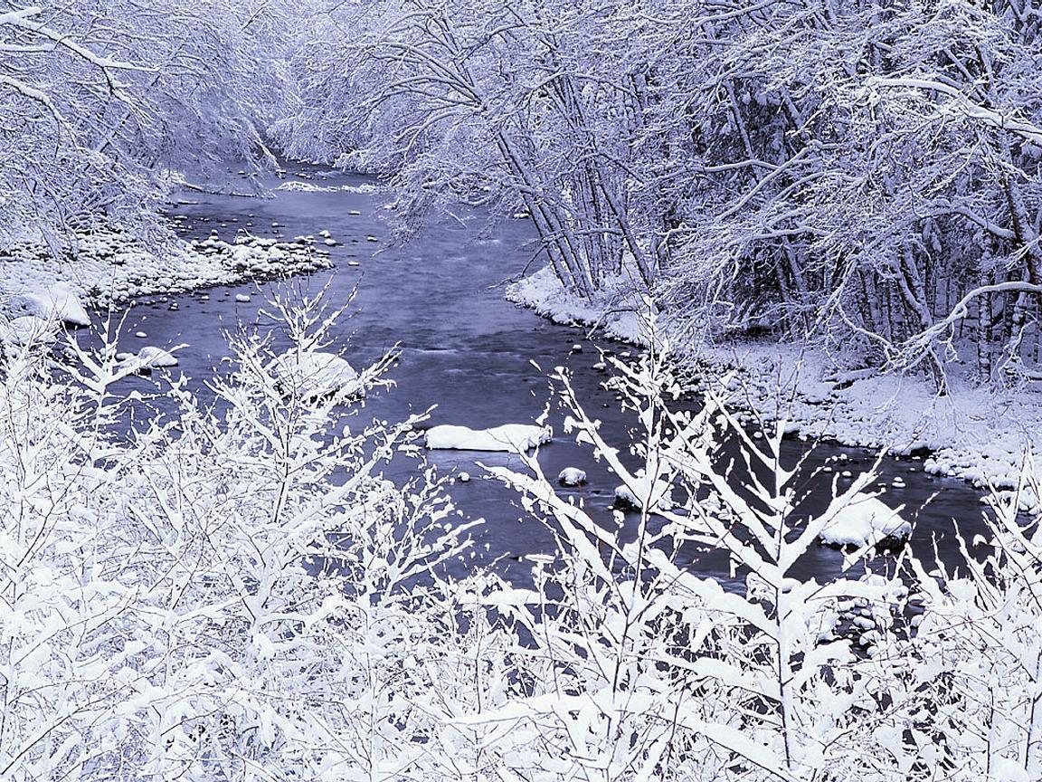 River winter scene free desktop background wallpaper image