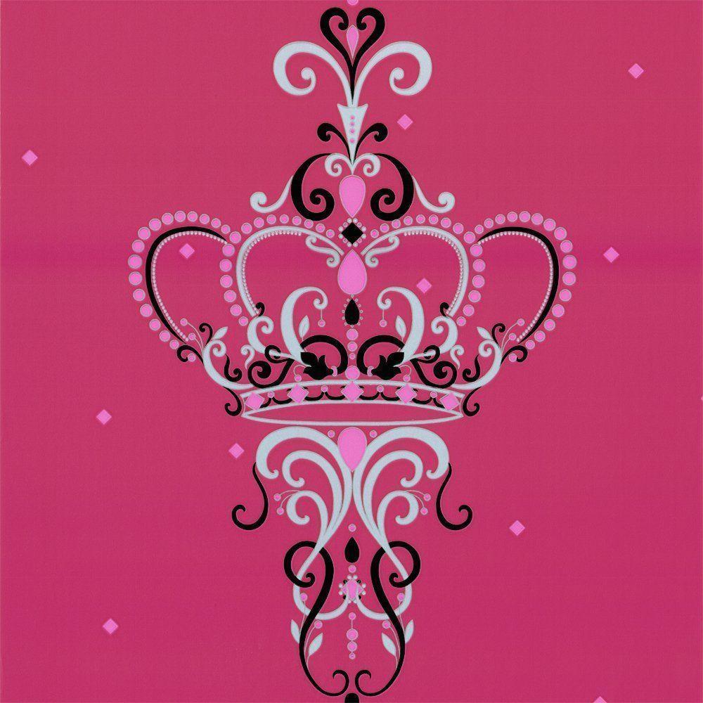Crown Royal Crown Designer Feature Wallpaper Magenta Pink Black