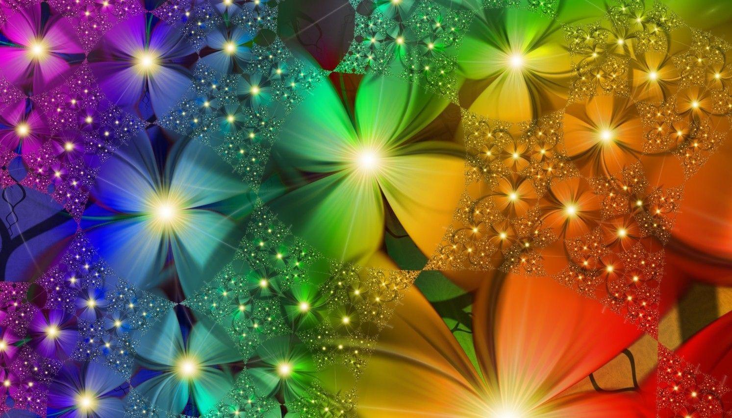Rainbow Flowers desktop wallpaper beautiful gallery HD. High