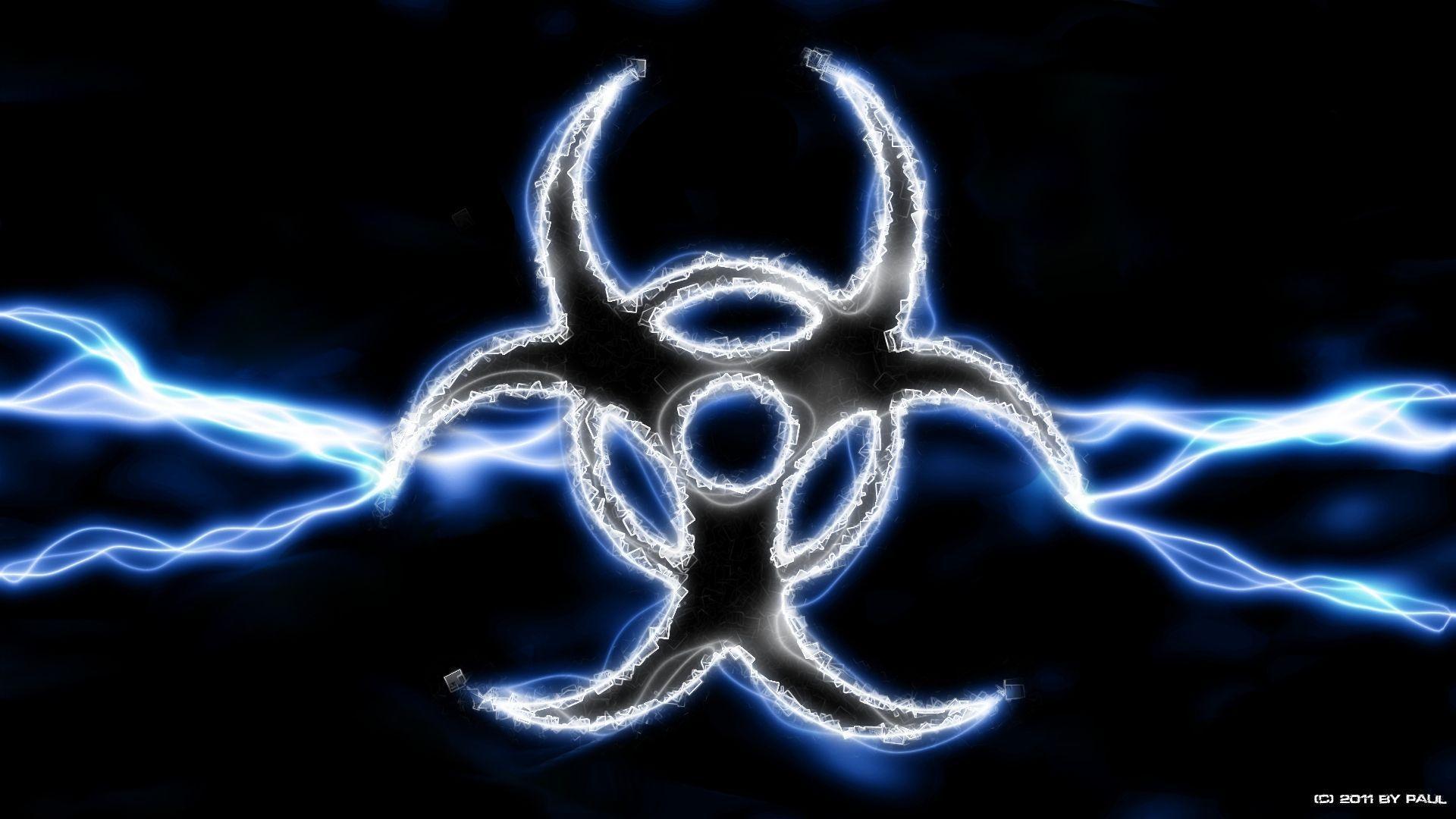 Logos For > Biohazard Symbol Wallpaper Blue