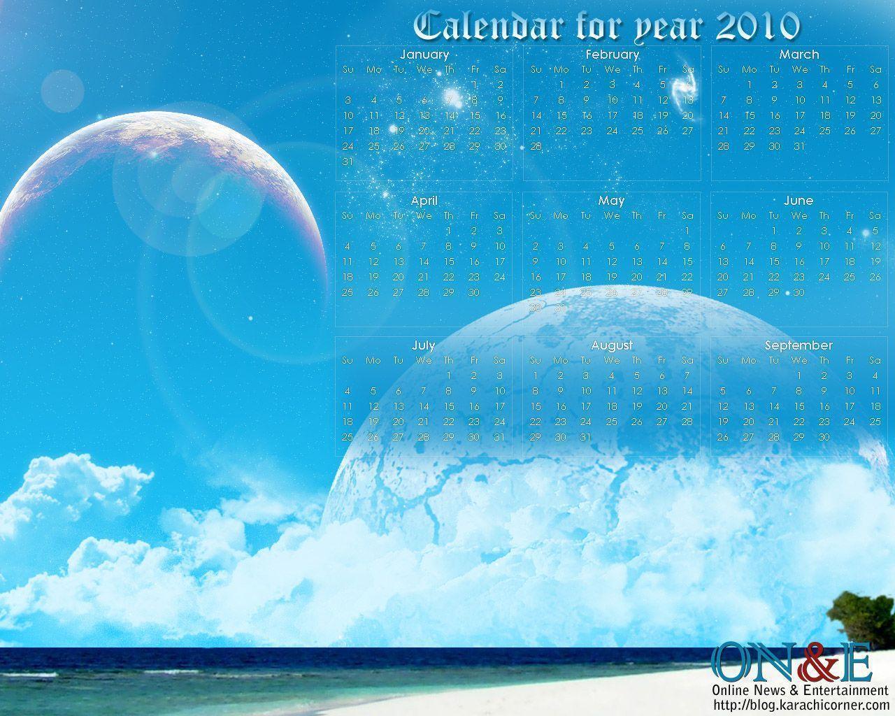 New Year 2010 Desktop Calender Wallpaper