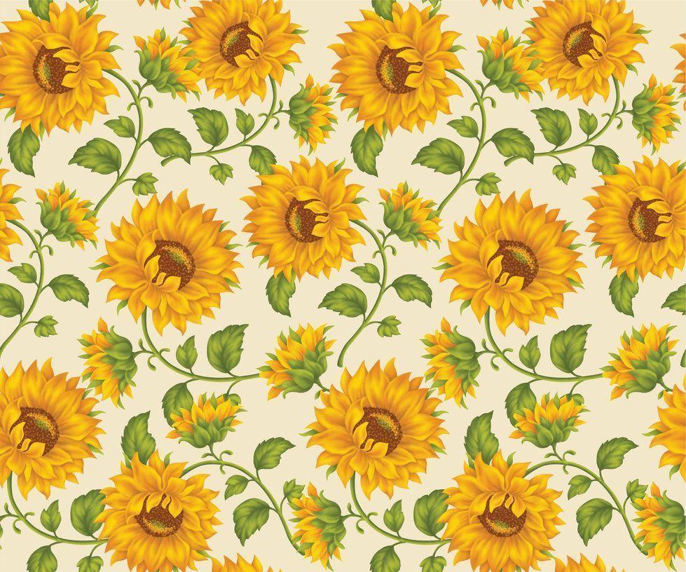 Sunflower Print In Ivory Background